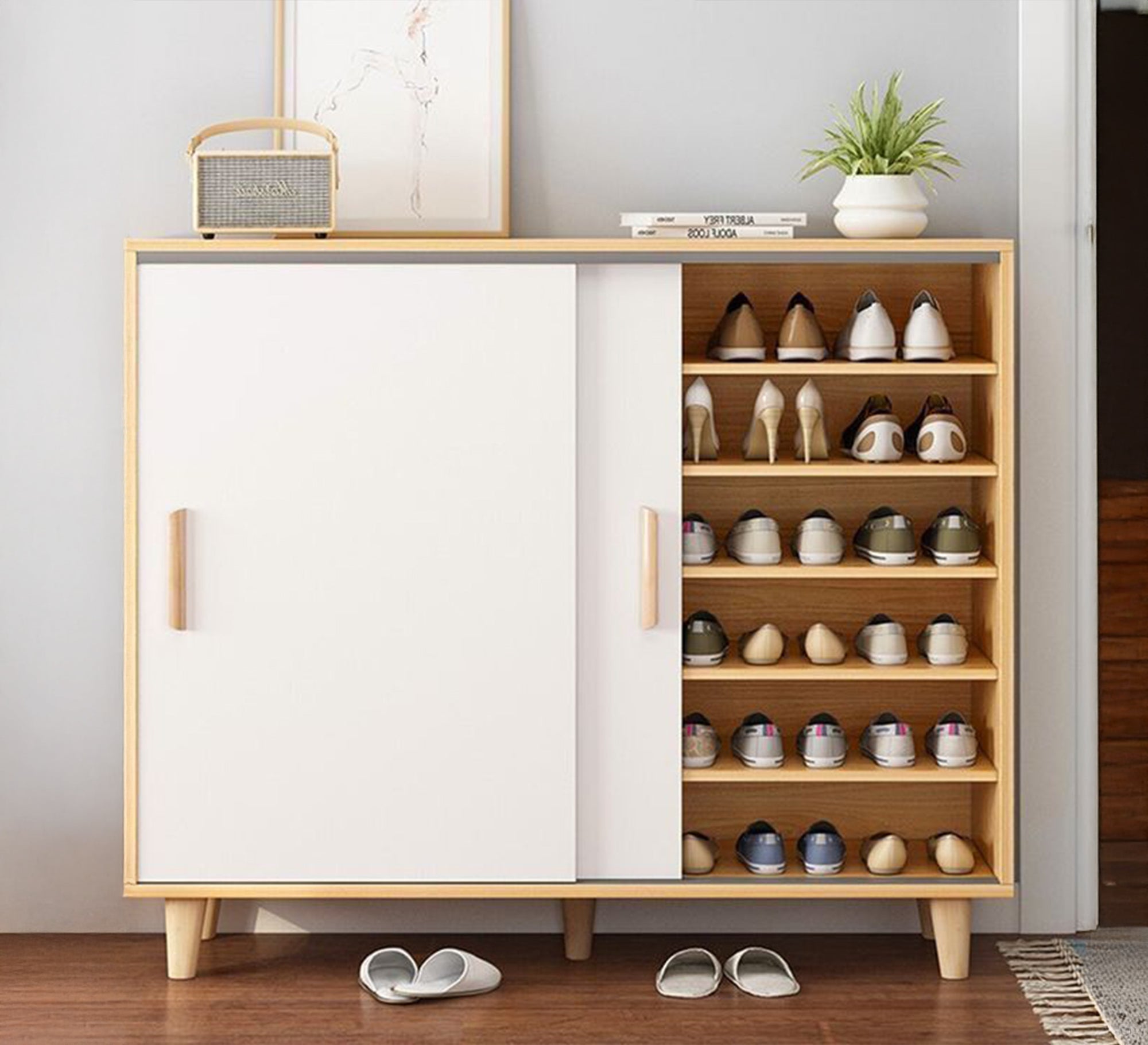 Elegant white shoe rack - Vitrine Furniture - Furniture