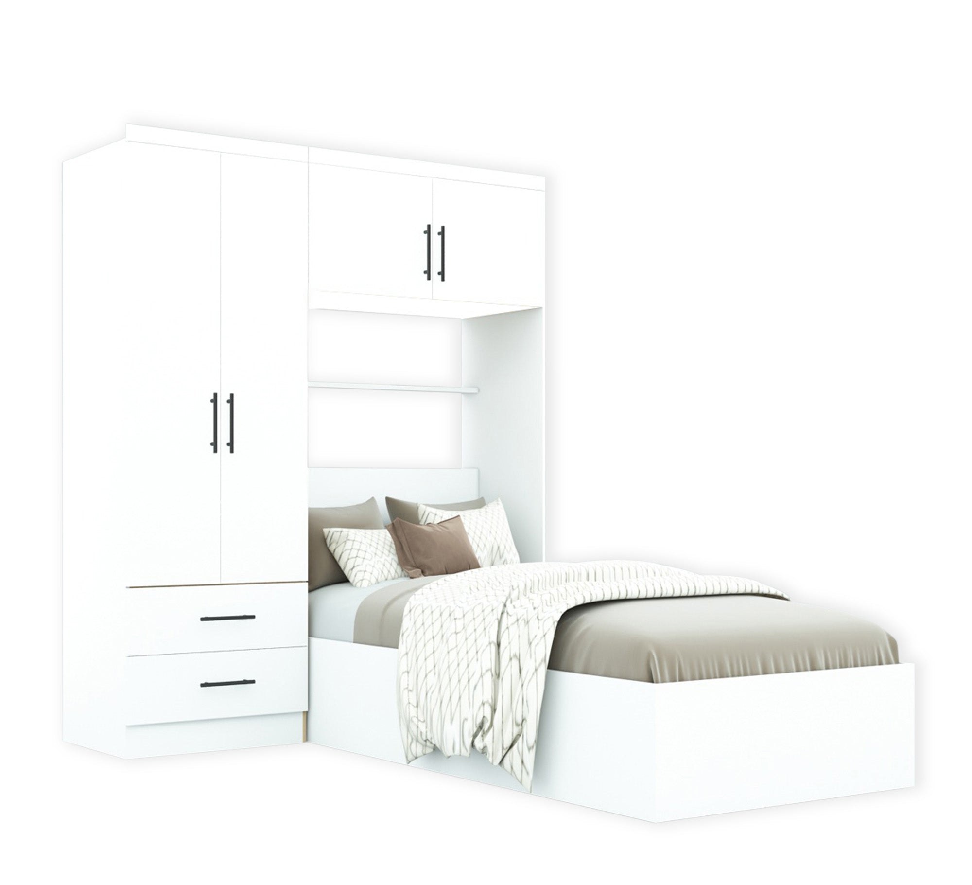 Elegant white single bedroom - Vitrine Furniture - Furniture