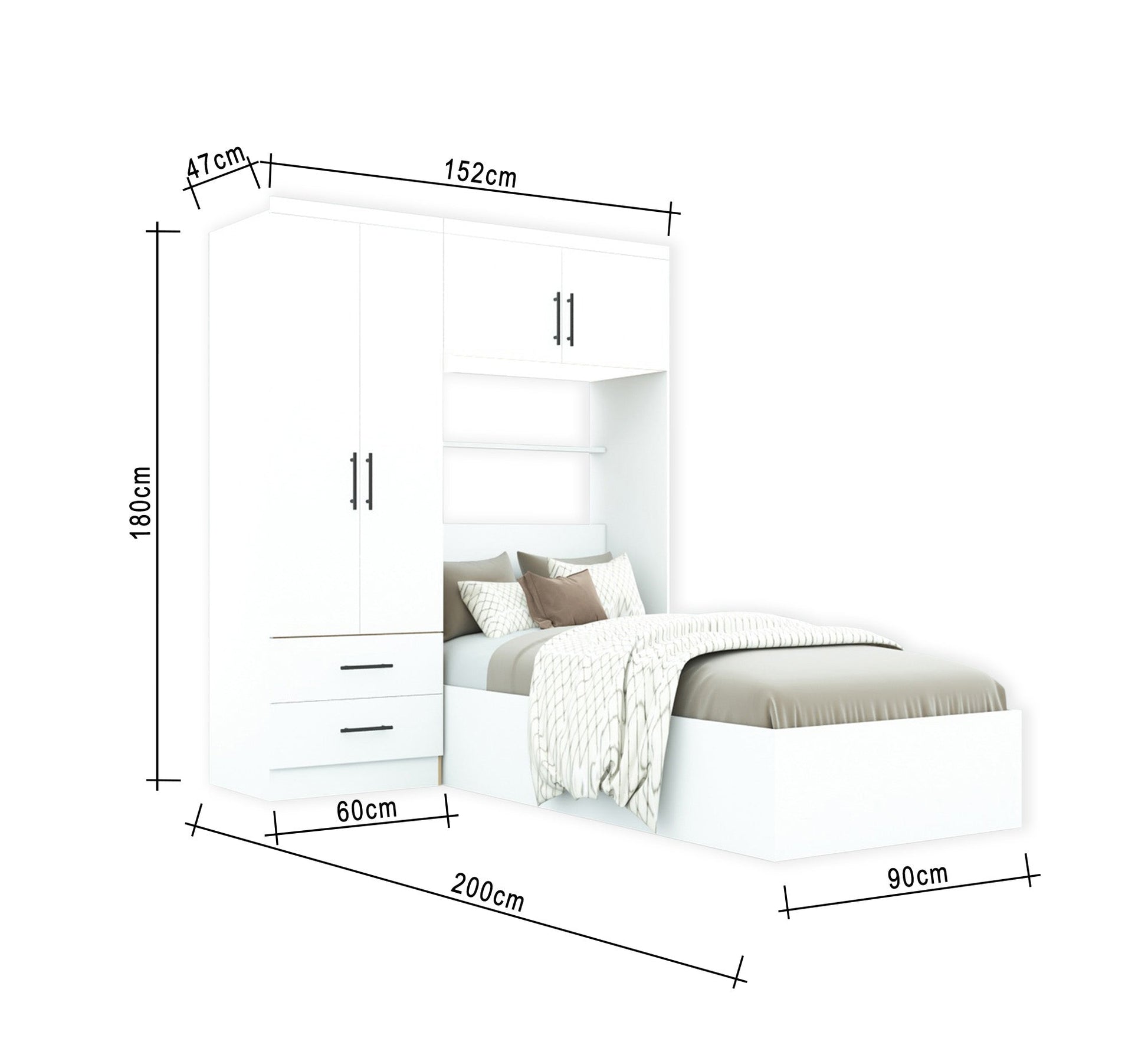 Elegant white single bedroom - Vitrine Furniture - Furniture