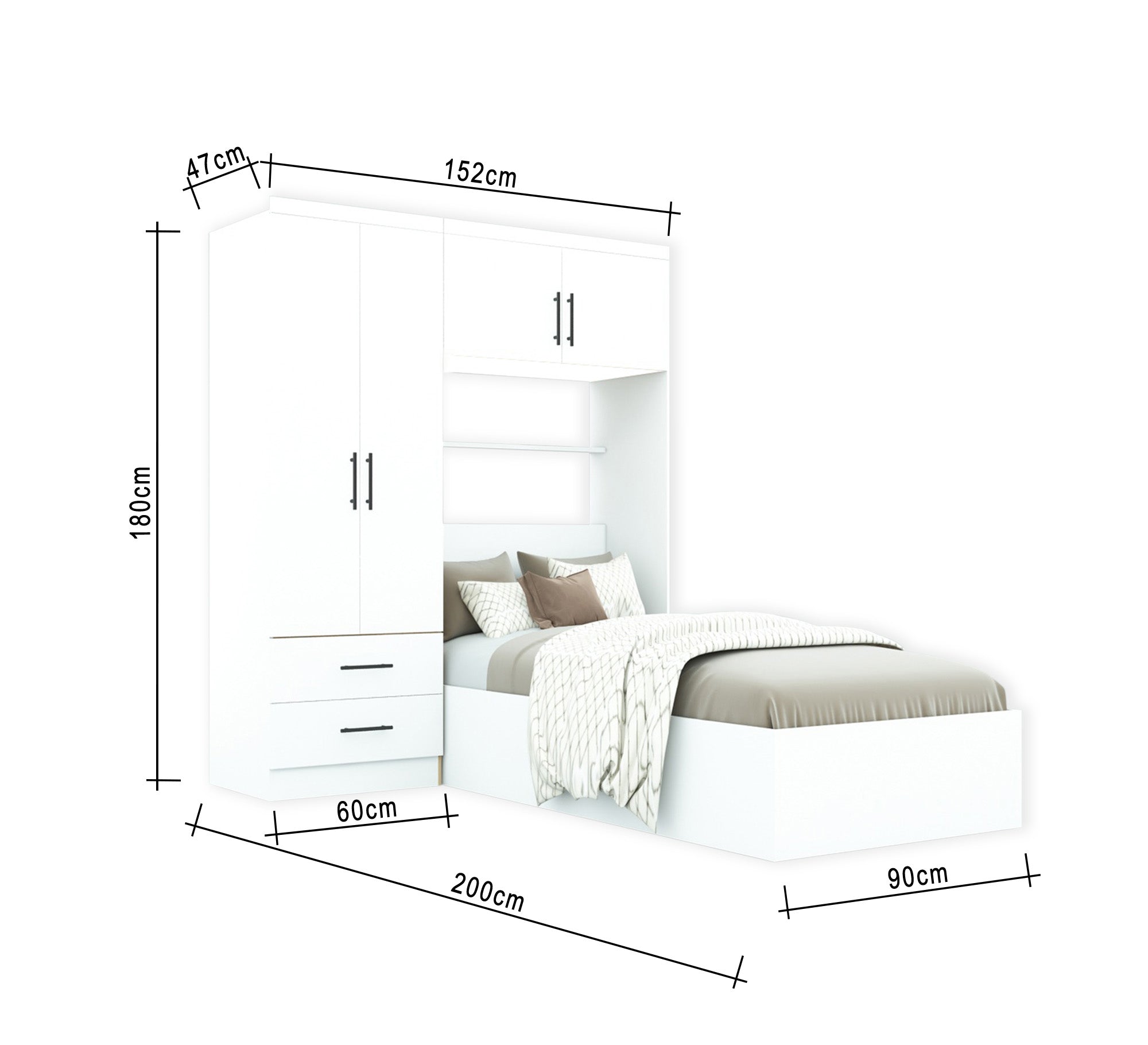 Elegant white single bedroom - Vitrine Furniture - Furniture