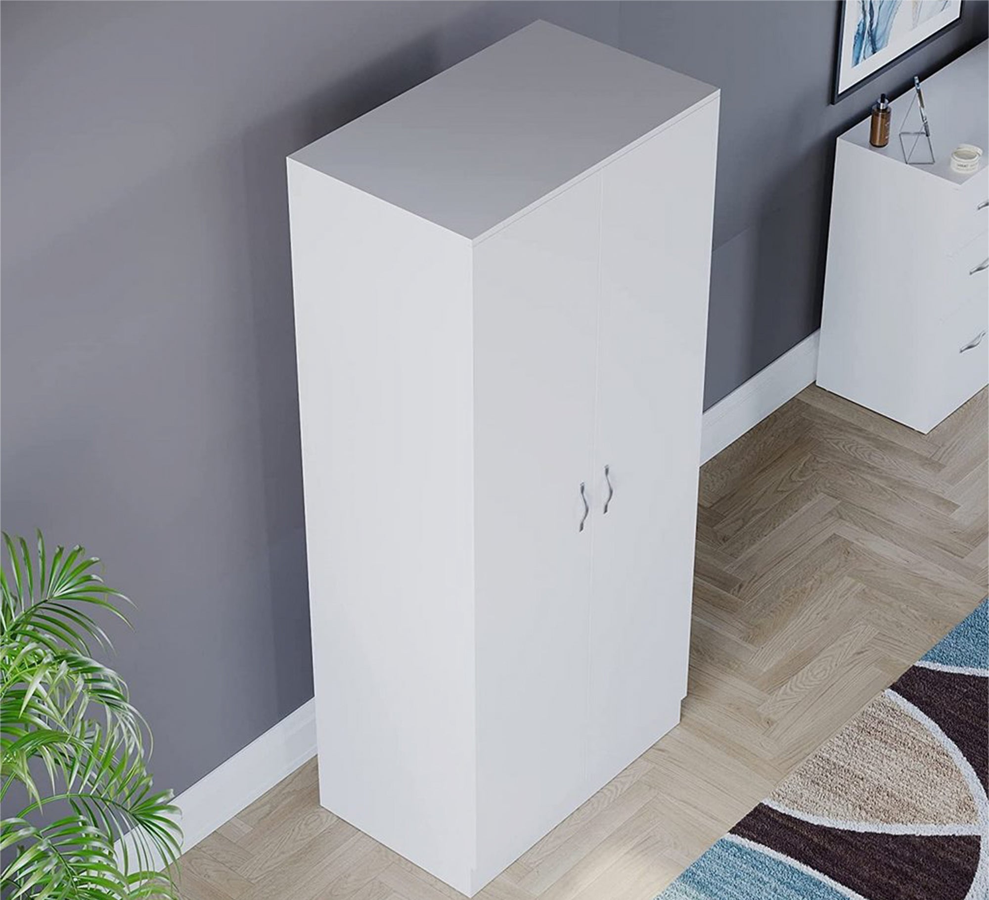 Elegant white wardrobe with two doors - Vitrine Furniture - Furniture
