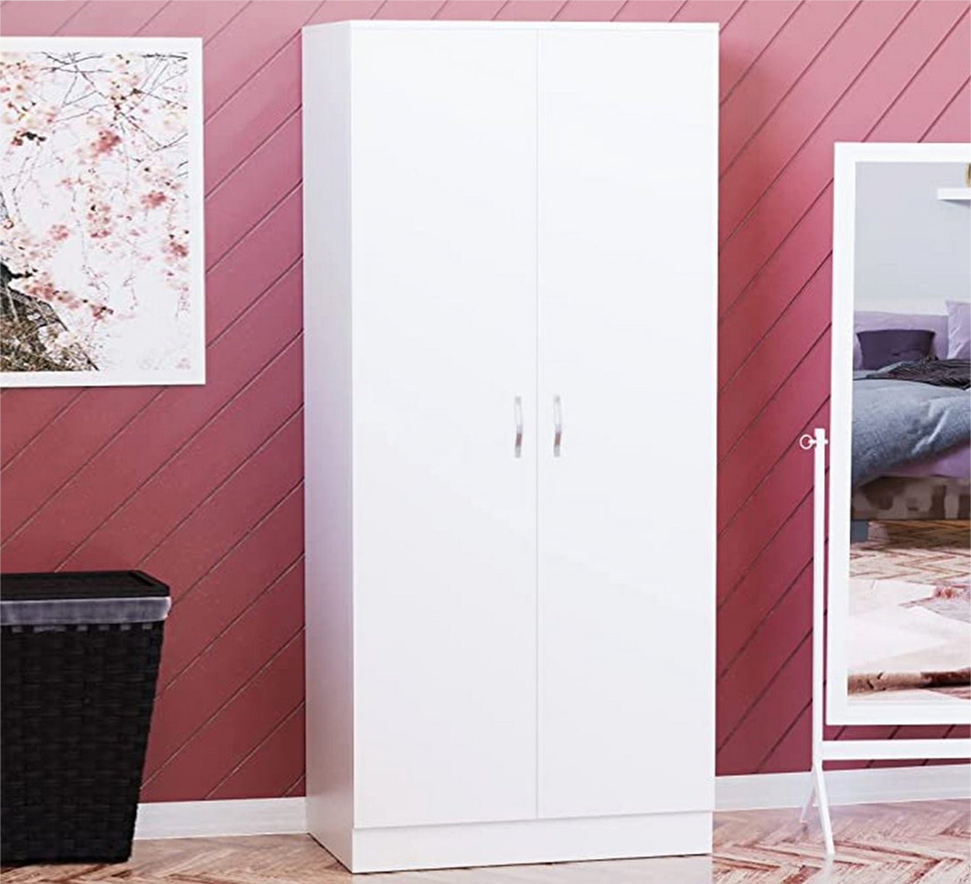 Elegant white wardrobe with two doors - Vitrine Furniture - Furniture