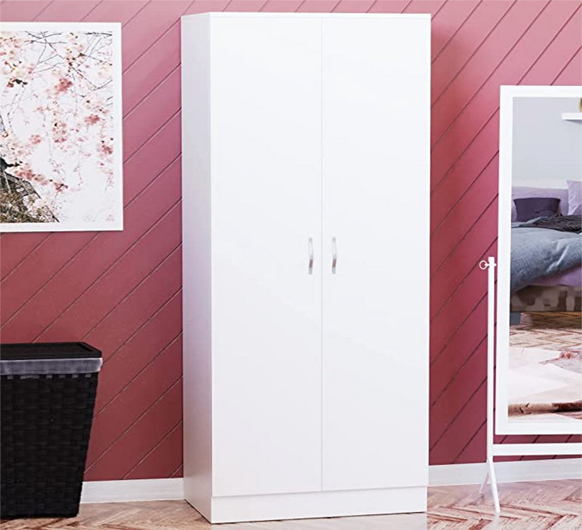 Elegant white wardrobe with two doors - Vitrine Furniture - Furniture