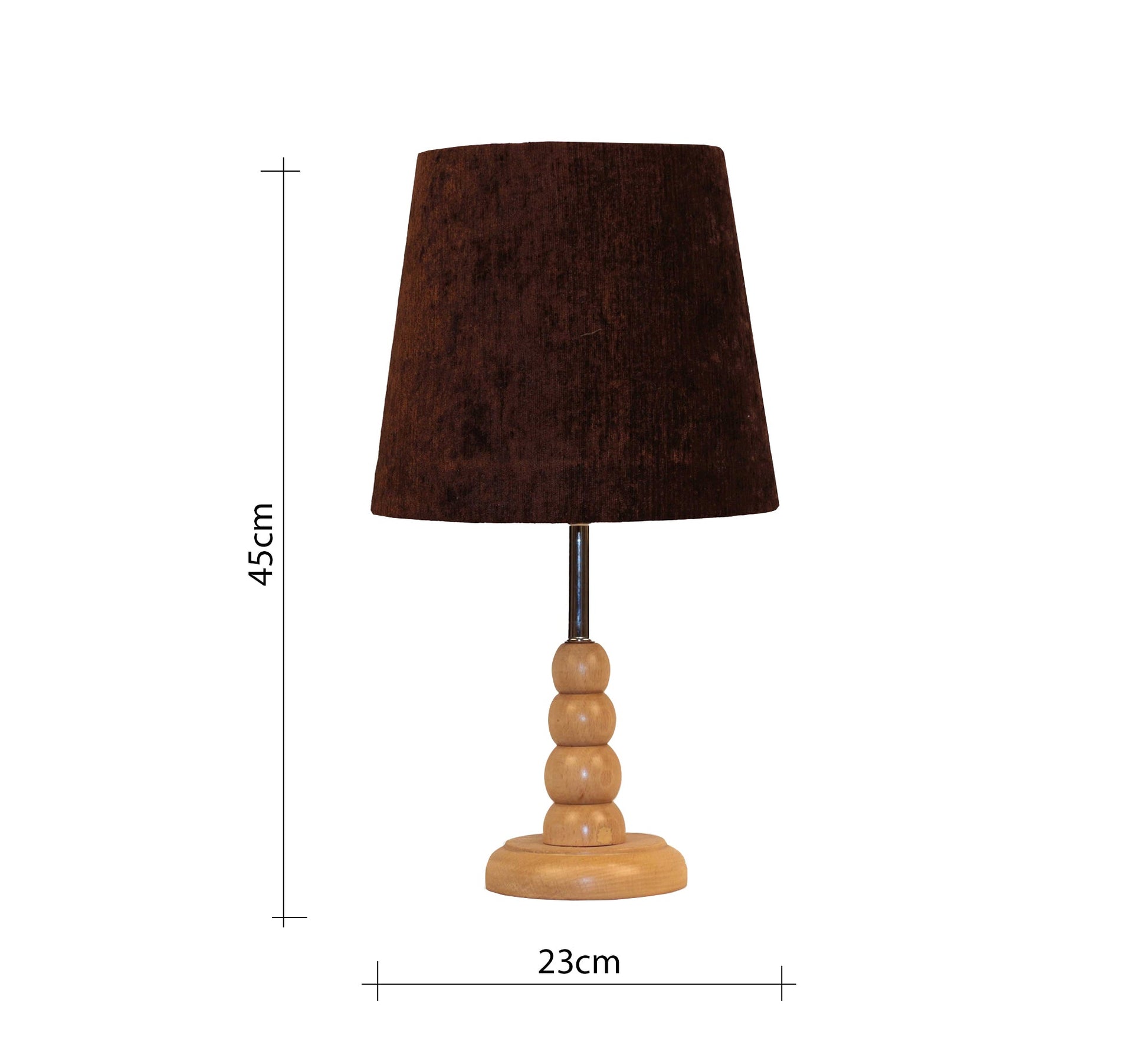 Elegant wooden lamp with brown velvet shade - Vitrine Furniture - Lighting