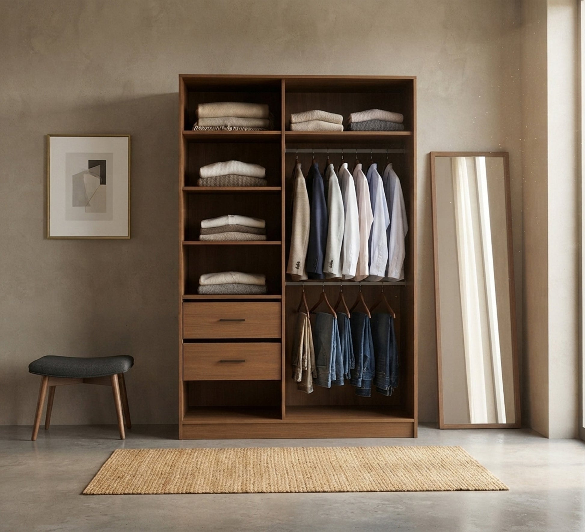 Elegant wooden wardrobe with practical internal storage - Vitrine Furniture - Wardrobes