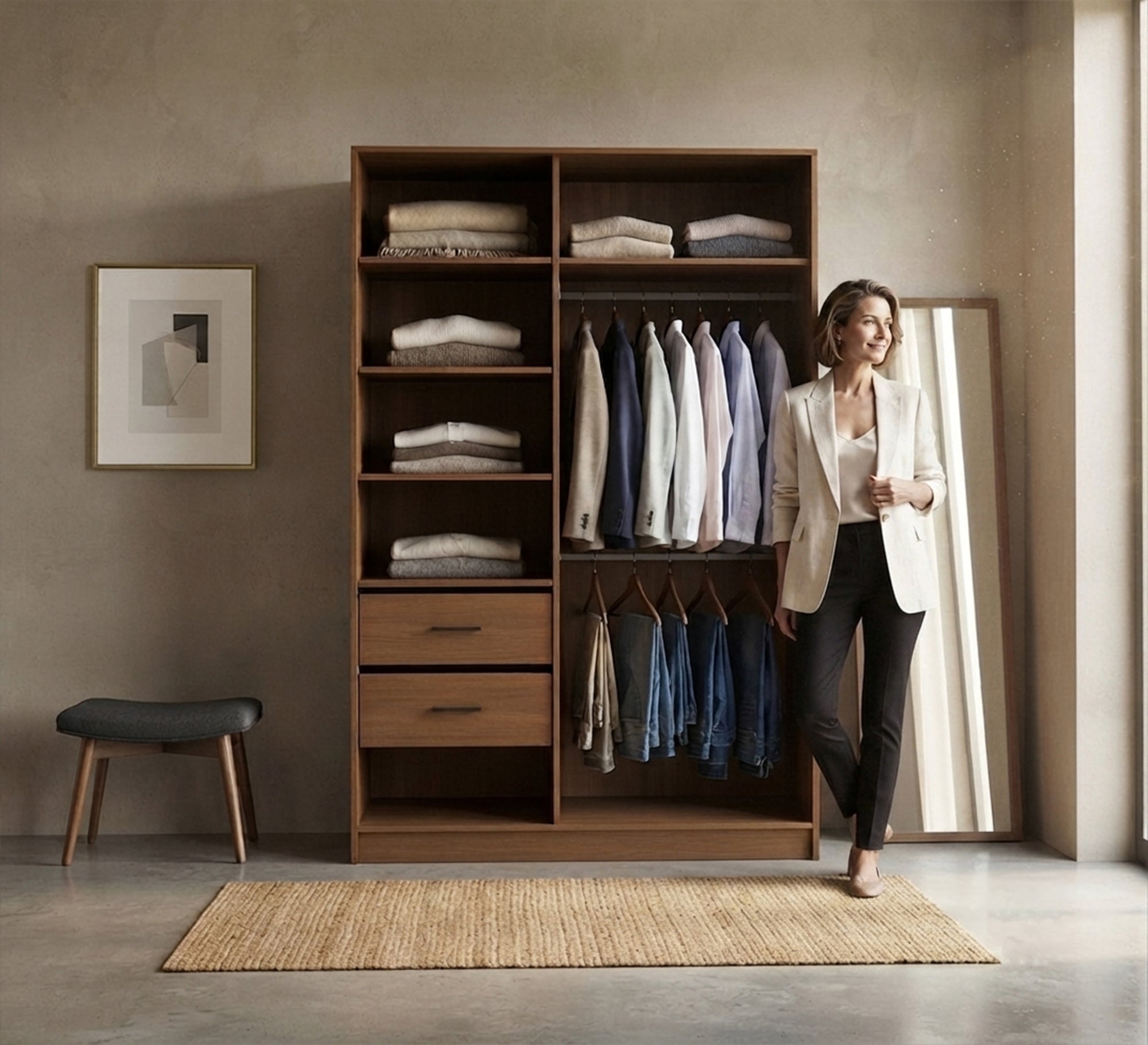 Elegant wooden wardrobe with practical internal storage - Vitrine Furniture - Wardrobes