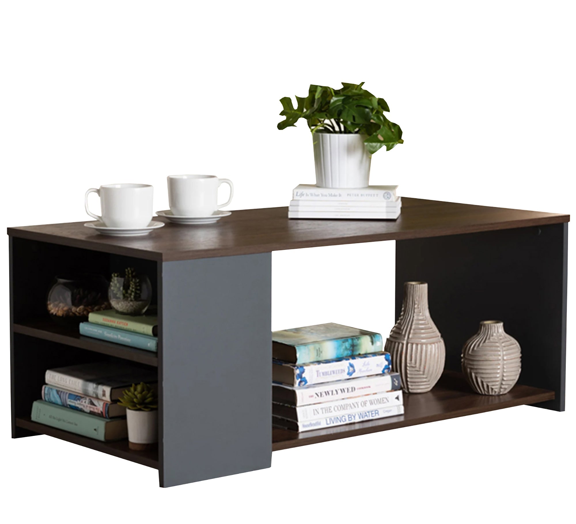 ElegantLiving Black - Brown Coffee Table - Chic & Functional - Vitrine Furniture - Living room Tables