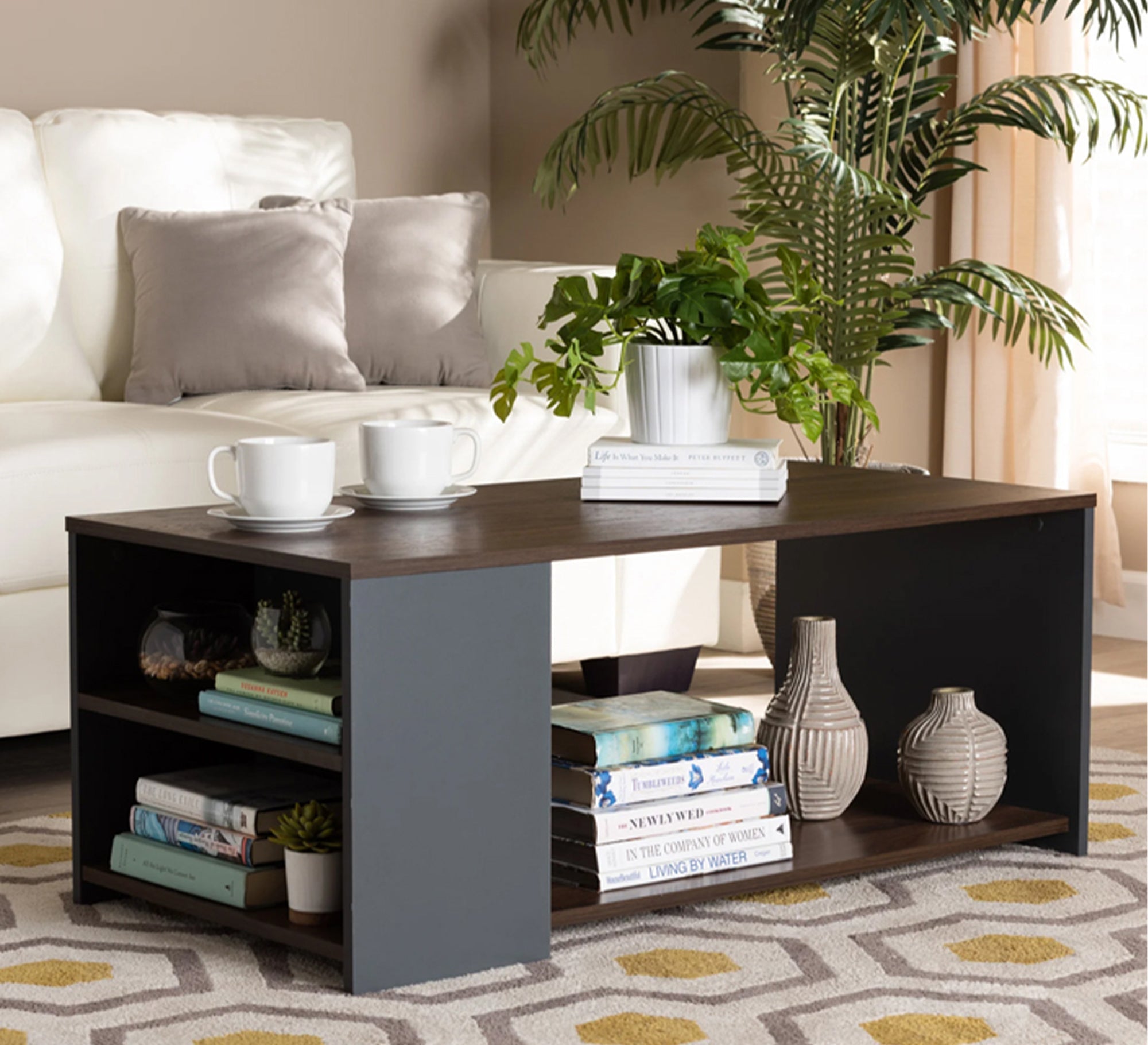 ElegantLiving Black - Brown Coffee Table - Chic & Functional - Vitrine Furniture - Living room Tables