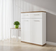 Eleganza White Shoe Cabinet - Sleek & Spacious Storage Solution - Vitrine Furniture - Shoe Racks