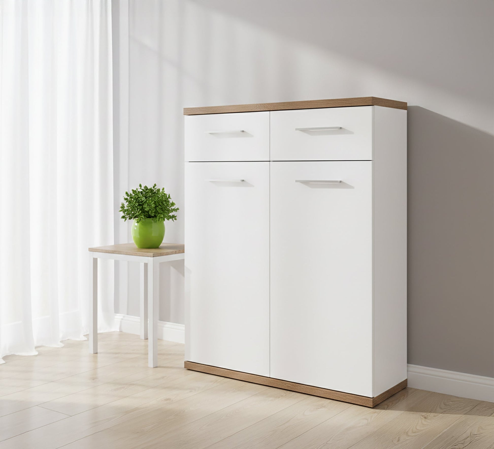 Eleganza White Shoe Cabinet - Sleek & Spacious Storage Solution - Vitrine Furniture - Shoe Racks