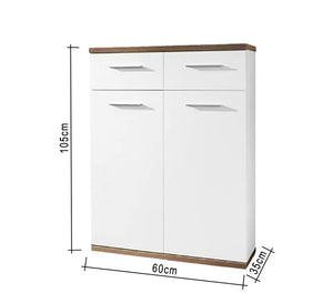 Eleganza White Shoe Cabinet - Sleek & Spacious Storage Solution - Vitrine Furniture - Shoe Racks
