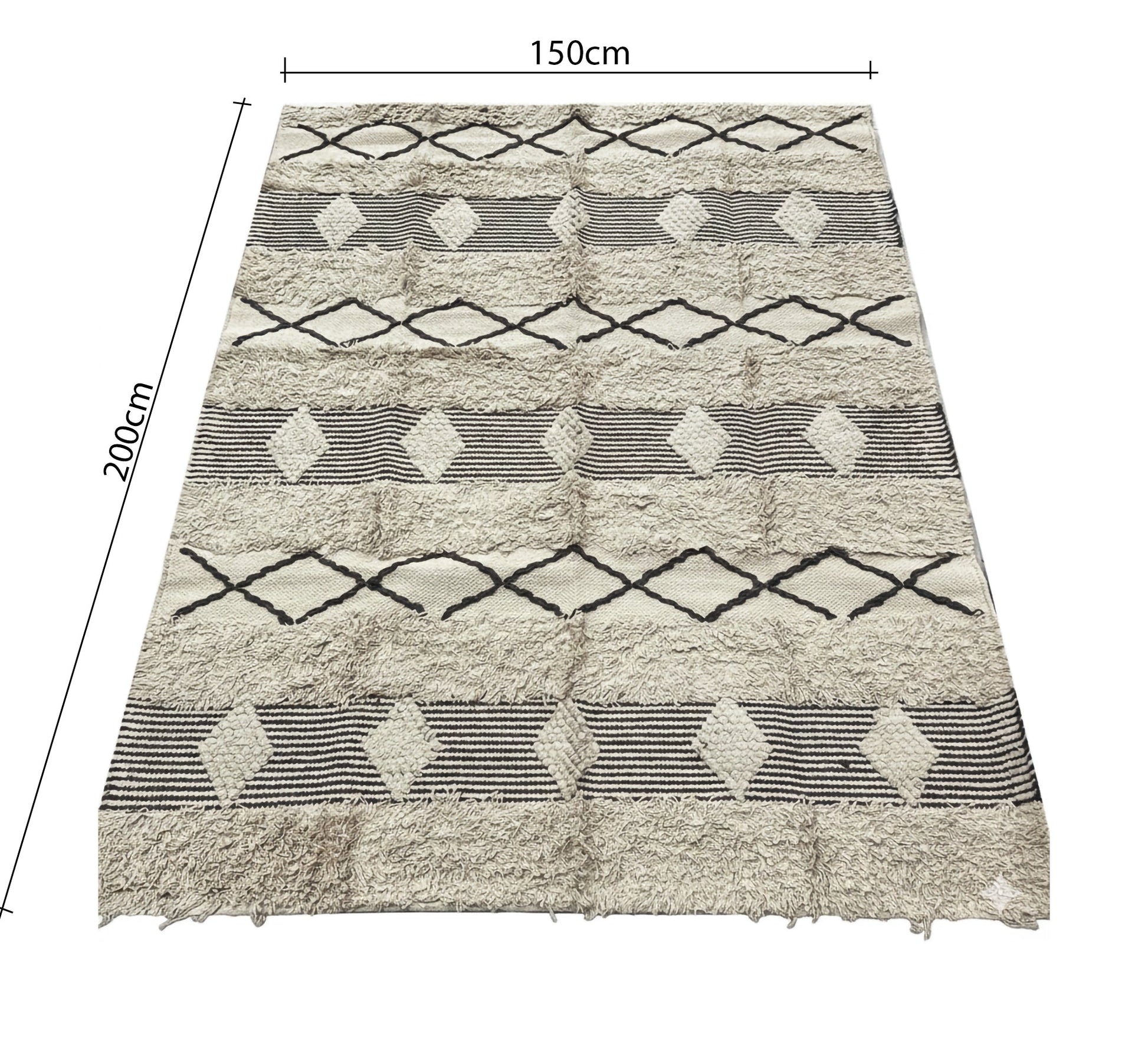 Embossed pile rug with diamond pattern and stripes - Vitrine Furniture - Accessories