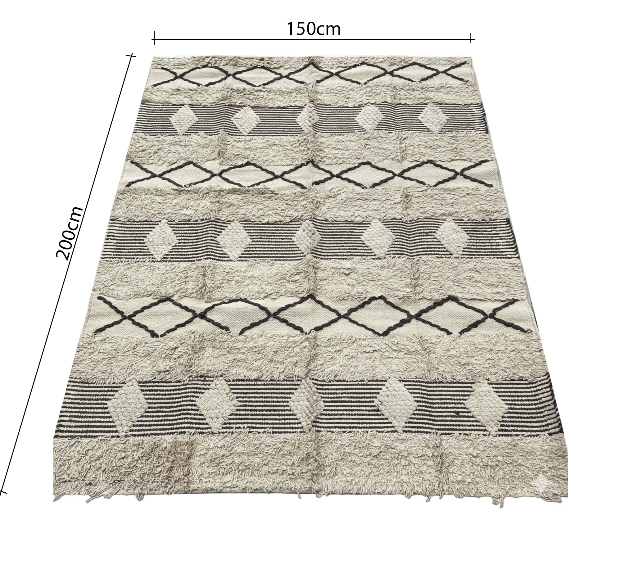 Embossed pile rug with diamond pattern and stripes - Vitrine Furniture - Accessories