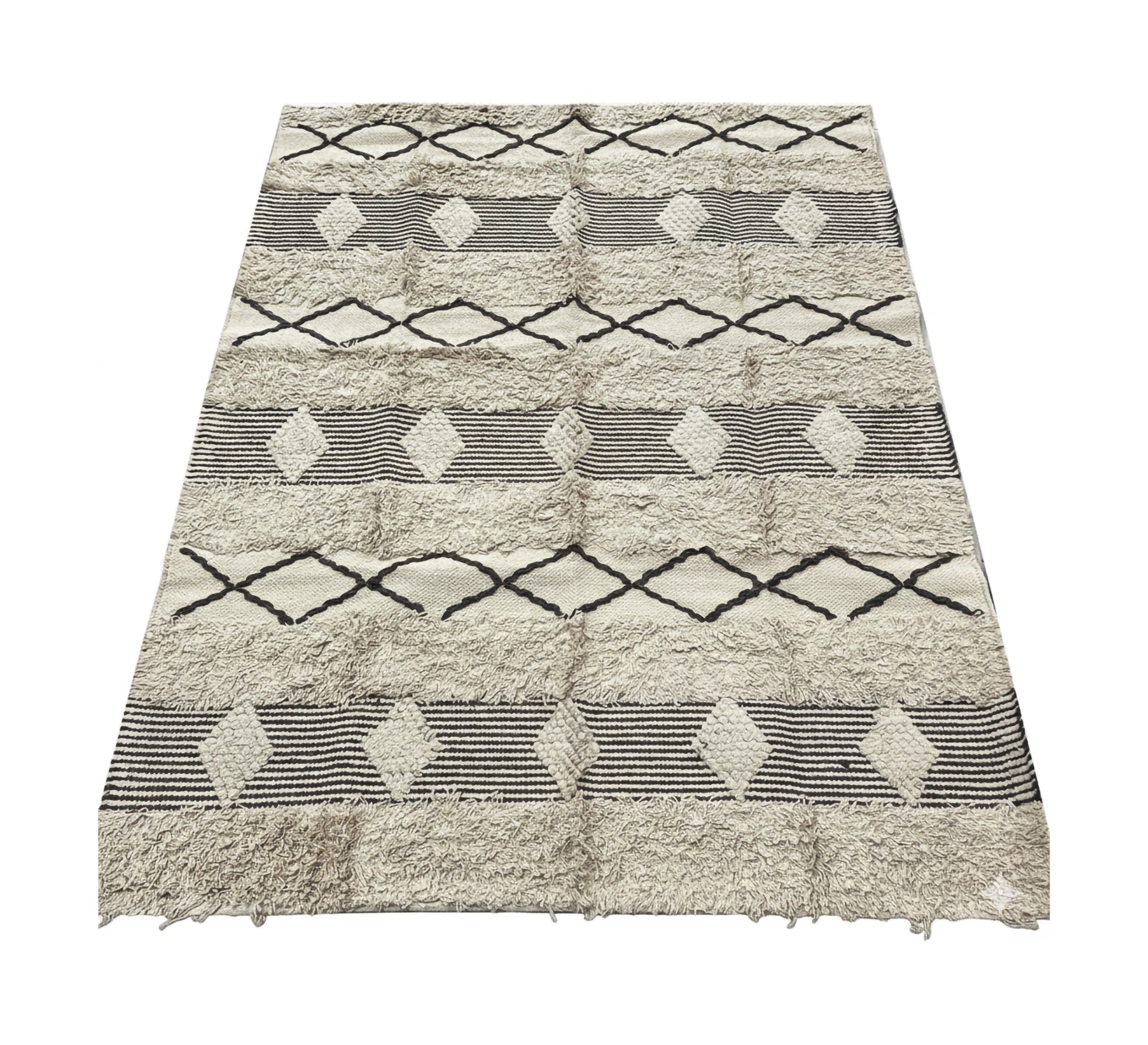 Embossed pile rug with diamond pattern and stripes - Vitrine Furniture - Accessories
