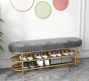 Entrance bench with gold metal shoe racks - Vitrine Furniture - Furniture