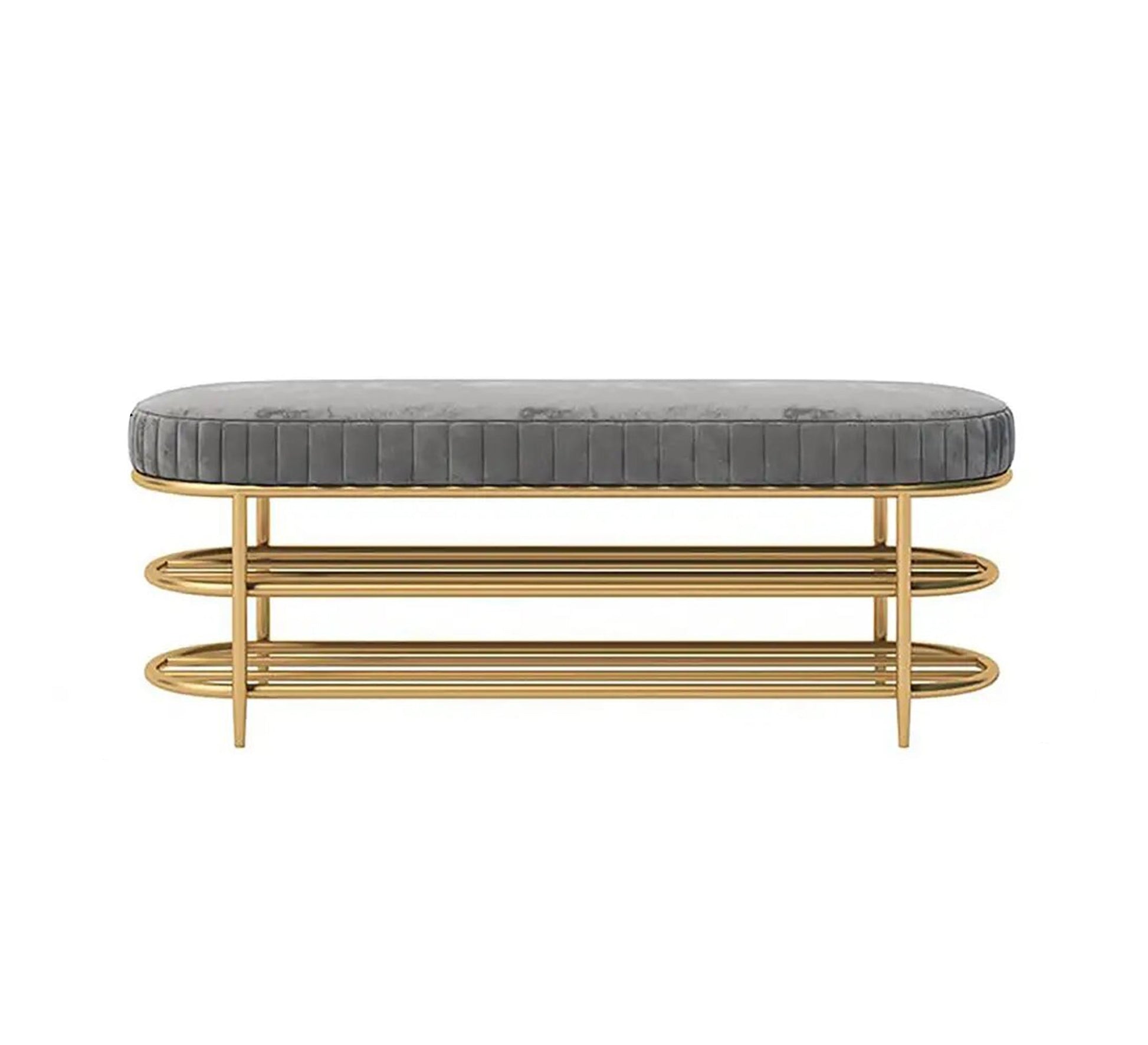 Entrance bench with gold metal shoe racks - Vitrine Furniture - Furniture