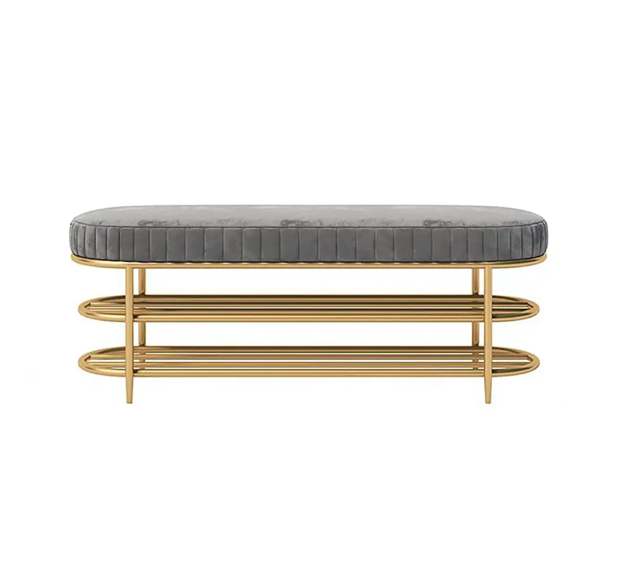 Entrance bench with gold metal shoe racks - Vitrine Furniture - Furniture