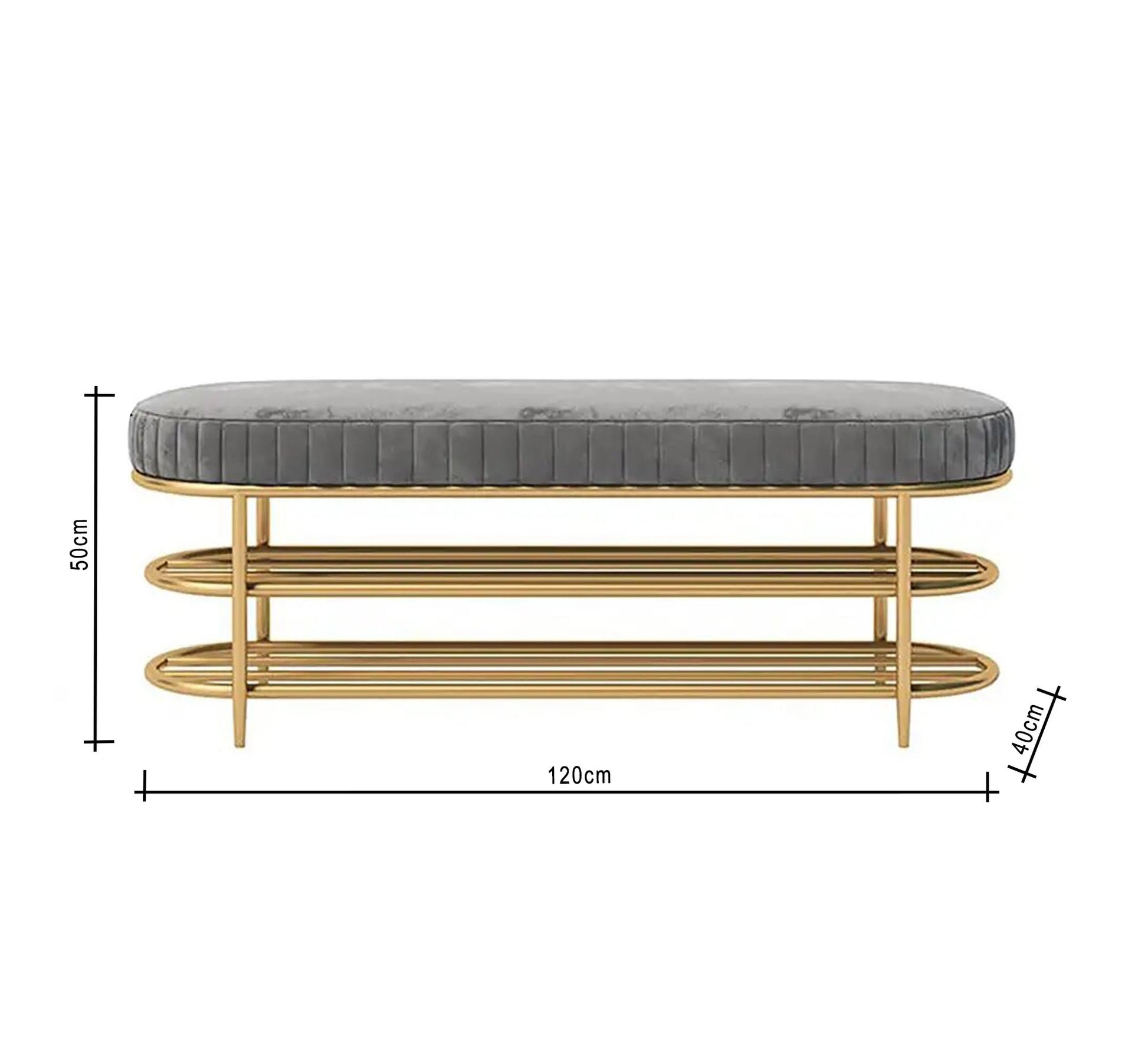 Entrance bench with gold metal shoe racks - Vitrine Furniture - Furniture
