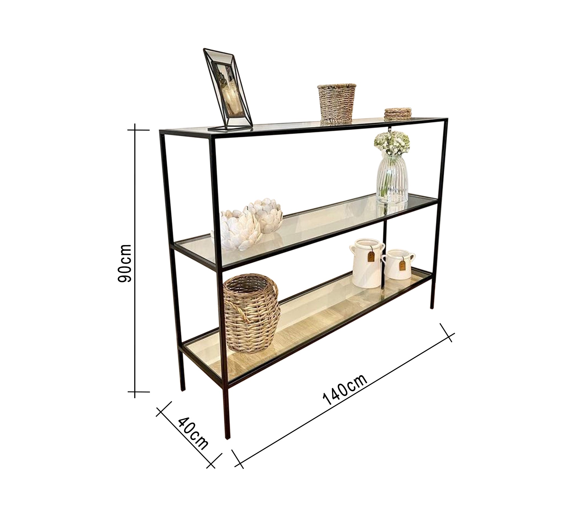 Entrance console with three glass shelves - Vitrine Furniture - Furniture