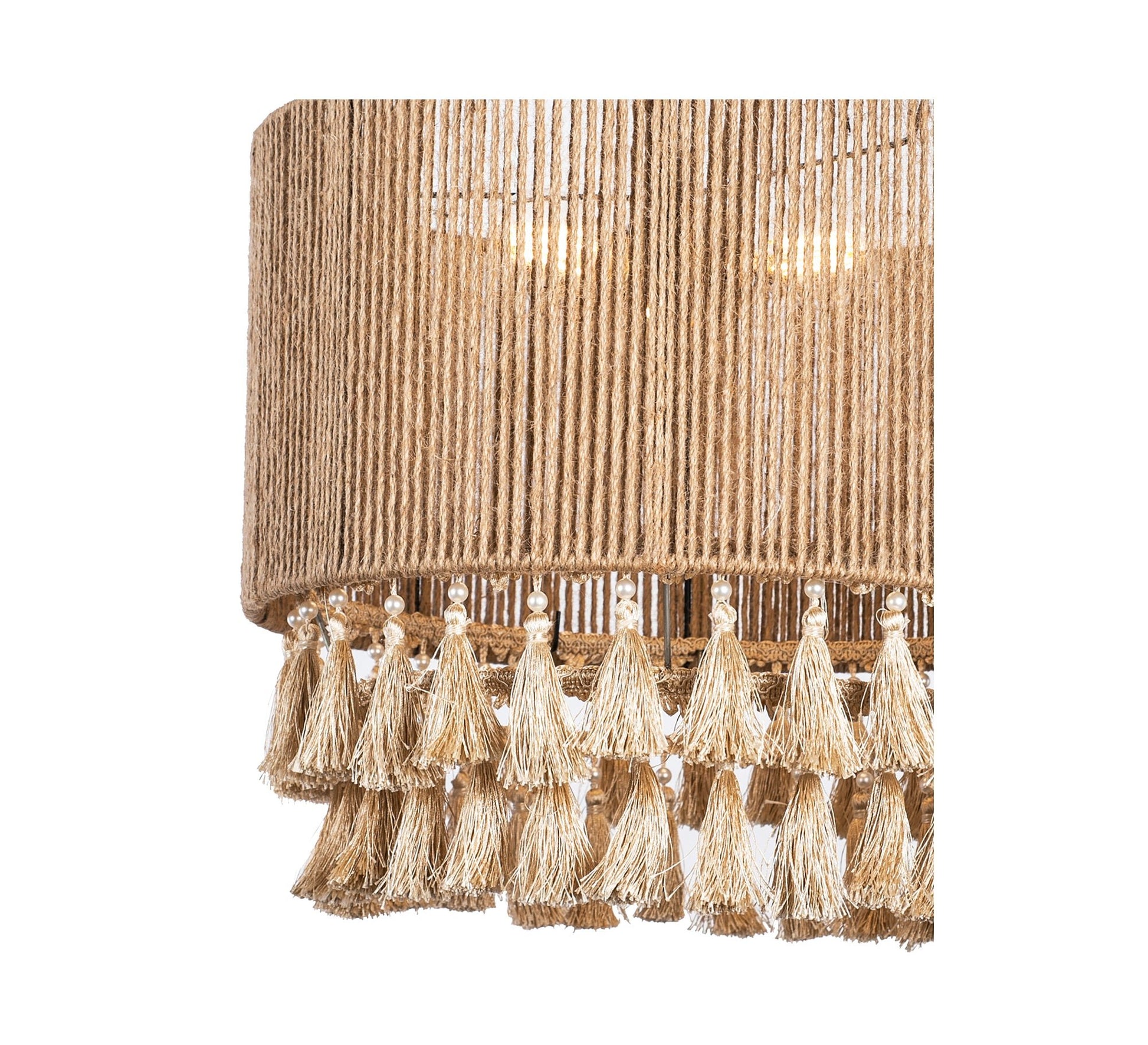 Fabric ceiling lamp with two rows of tassels - Vitrine Furniture - Lighting