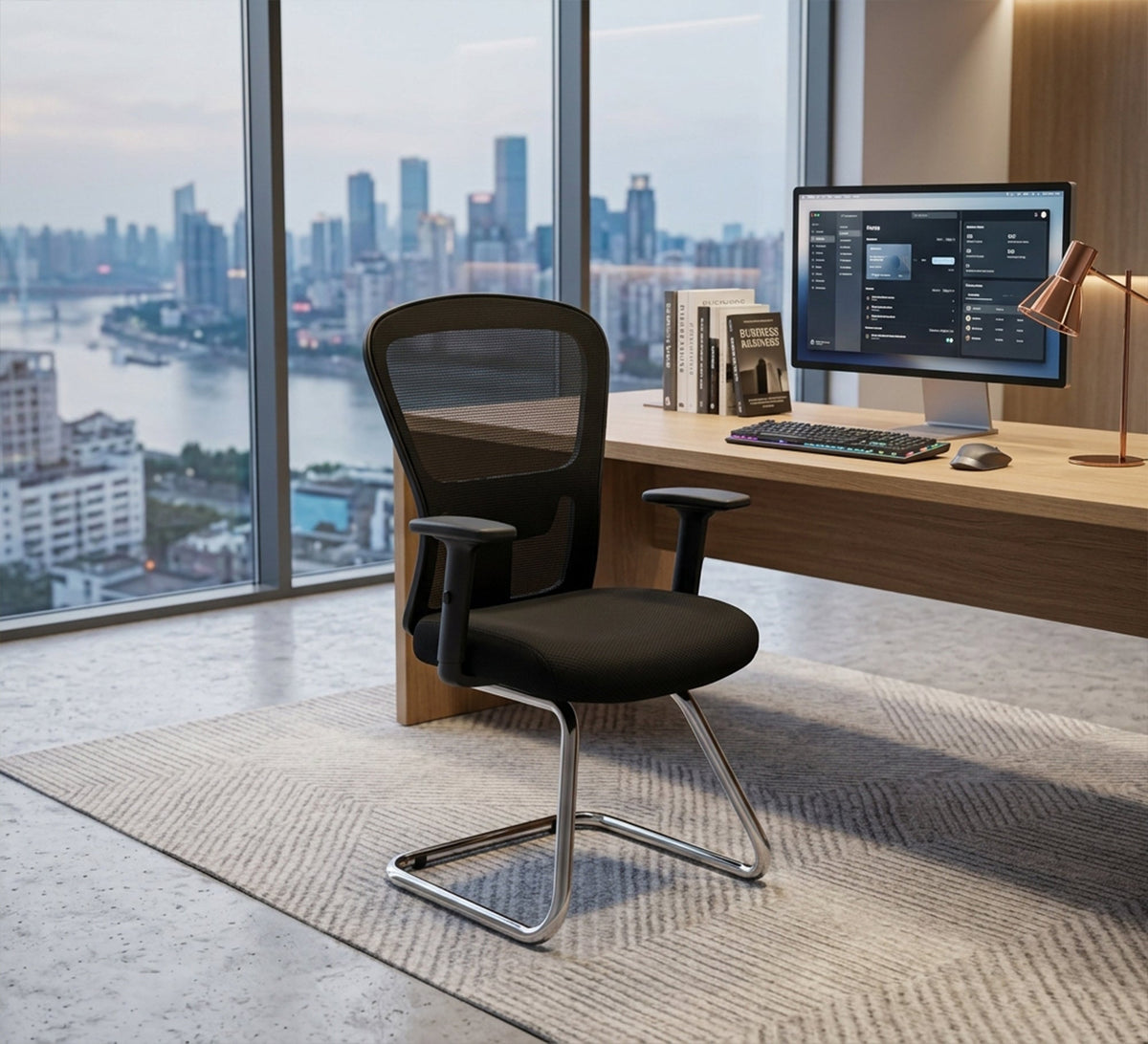 Fixed Waiting Chair with Elegant Metal Base - Vitrine Furniture - Office Chairs