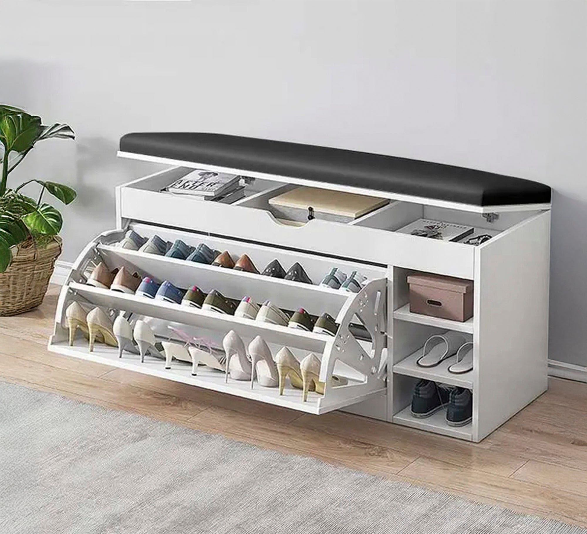 Flip - top shoe rack with a bench - Vitrine Furniture - Shoe Racks