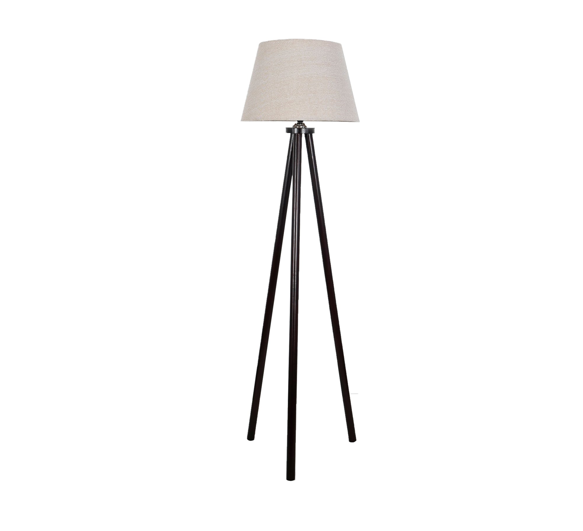 Floor lamp with a triangular base in brown beech wood - Vitrine Furniture - Lighting