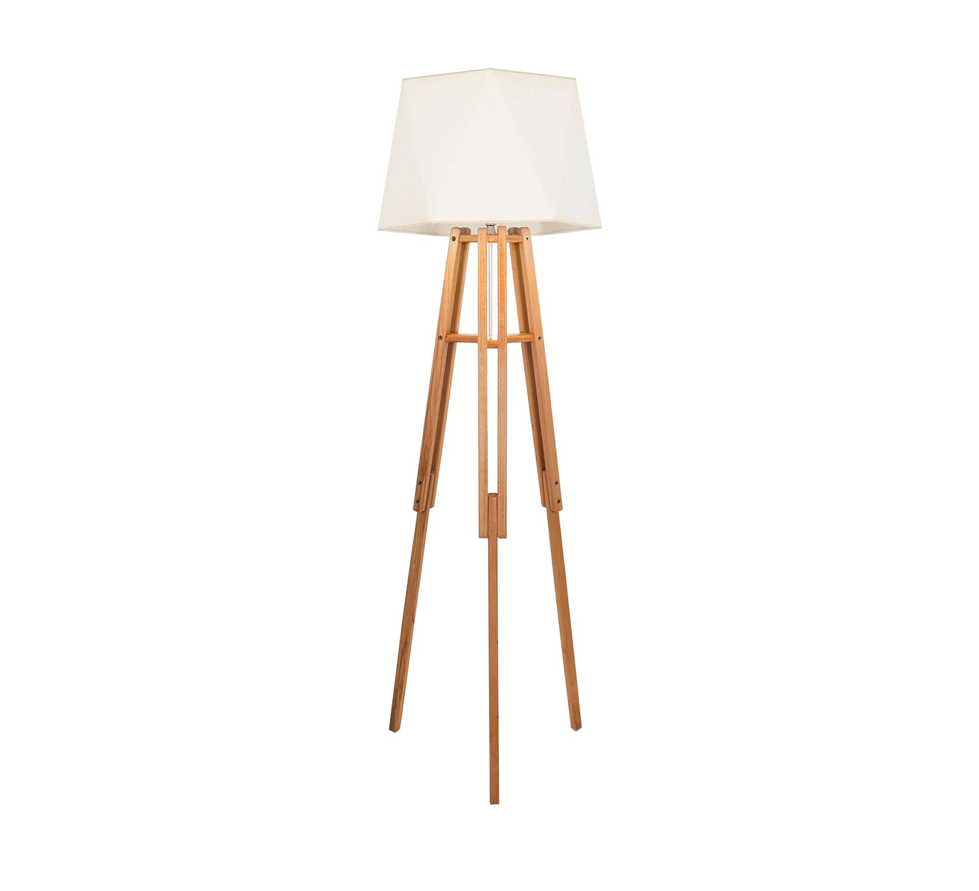 Floor lamp with a triangular base in light beech wood - Vitrine Furniture - Lighting