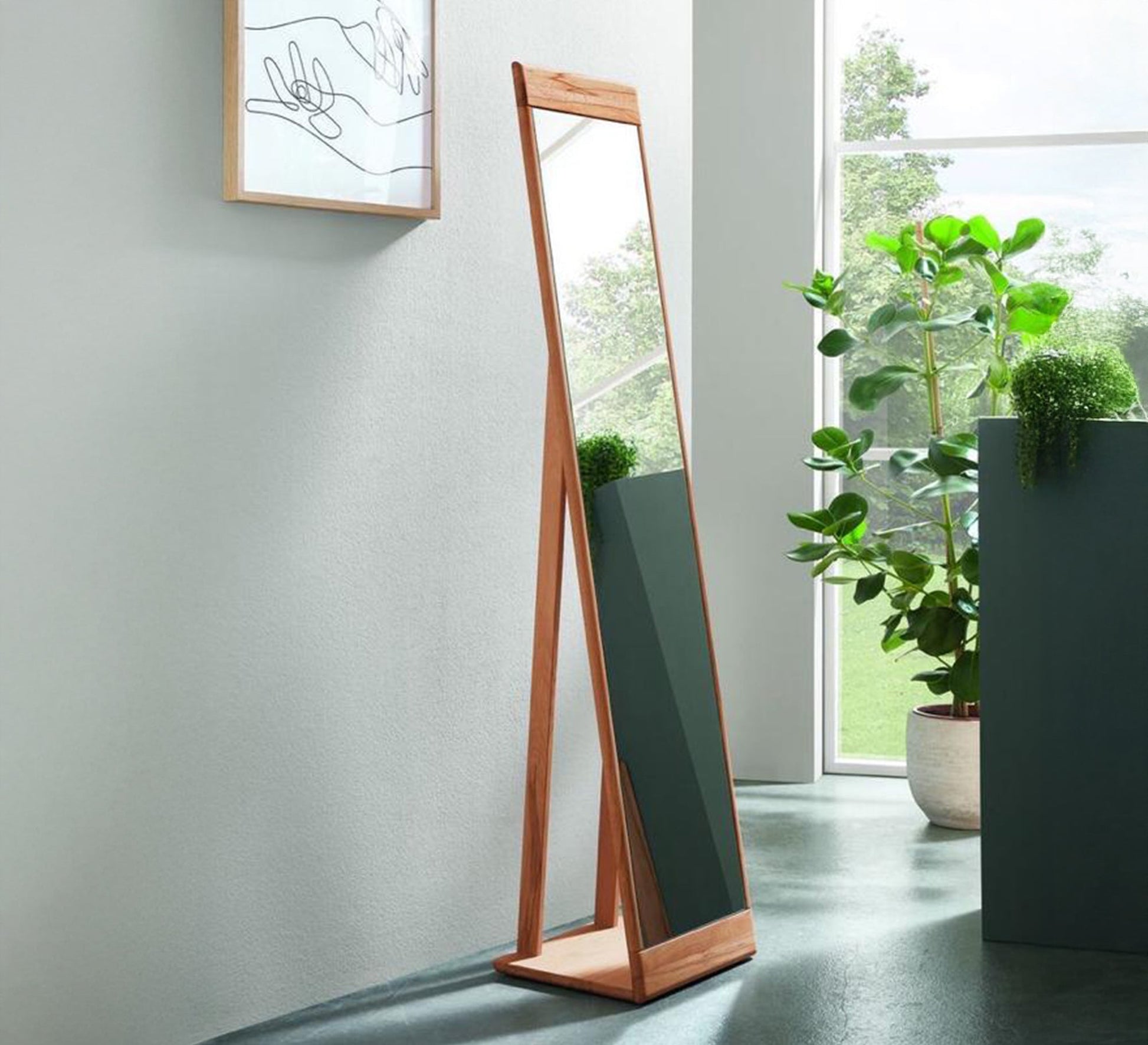 Floor mirror with a base leg and a fixing arm - Vitrine Furniture - Décor
