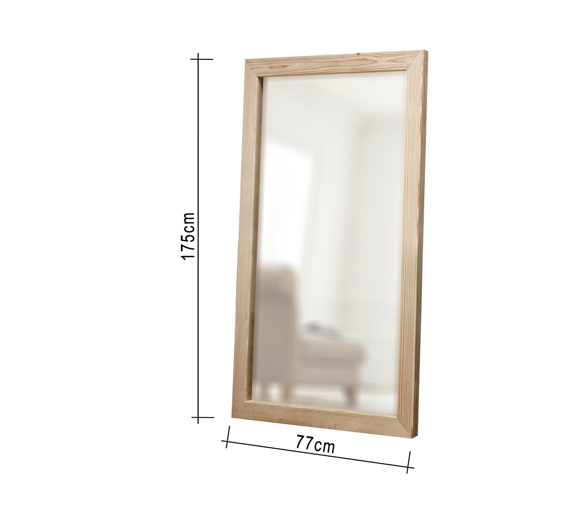 Floor mirror with a beige wooden frame - Vitrine Furniture - Décor