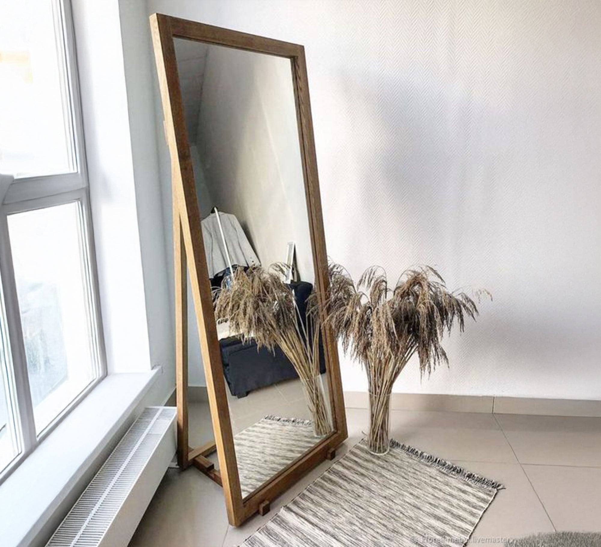 Floor Mirror with Connected Legs and Adjustable Tilt Floor Stand - Vitrine Furniture - Décor