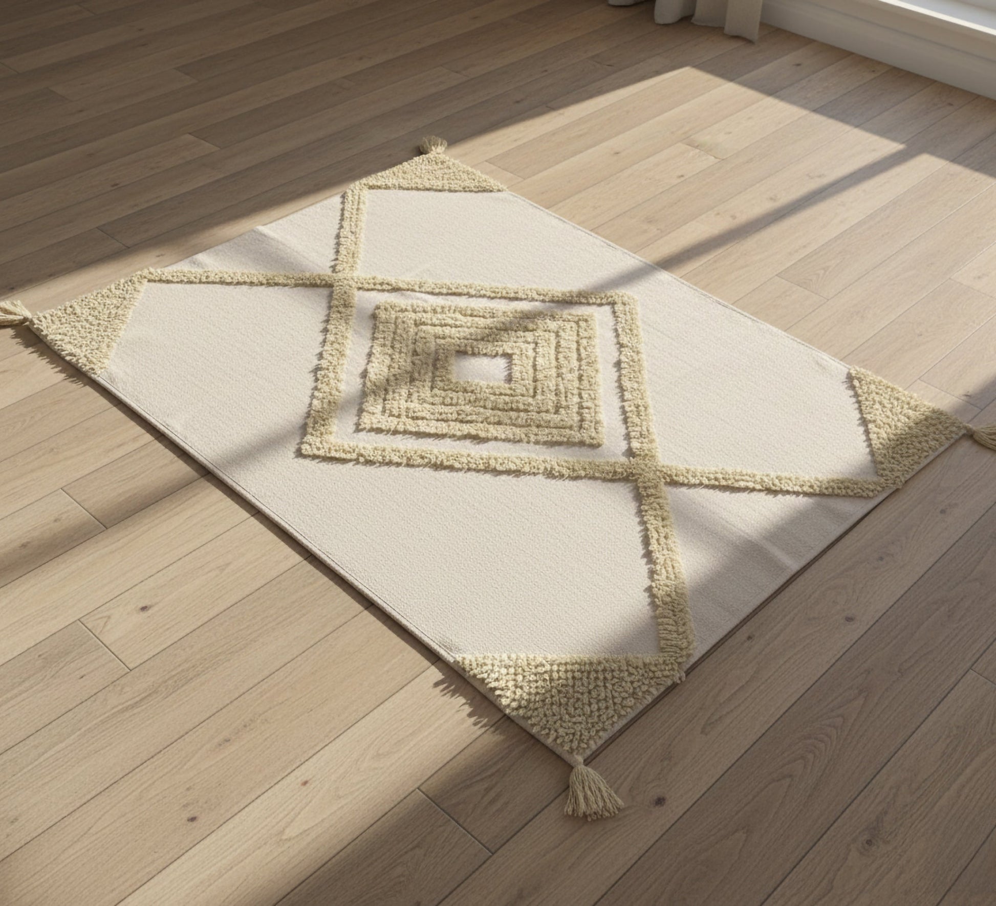 Floor rug with a pattern that blends flat and raised elements - Vitrine Furniture - Accessories