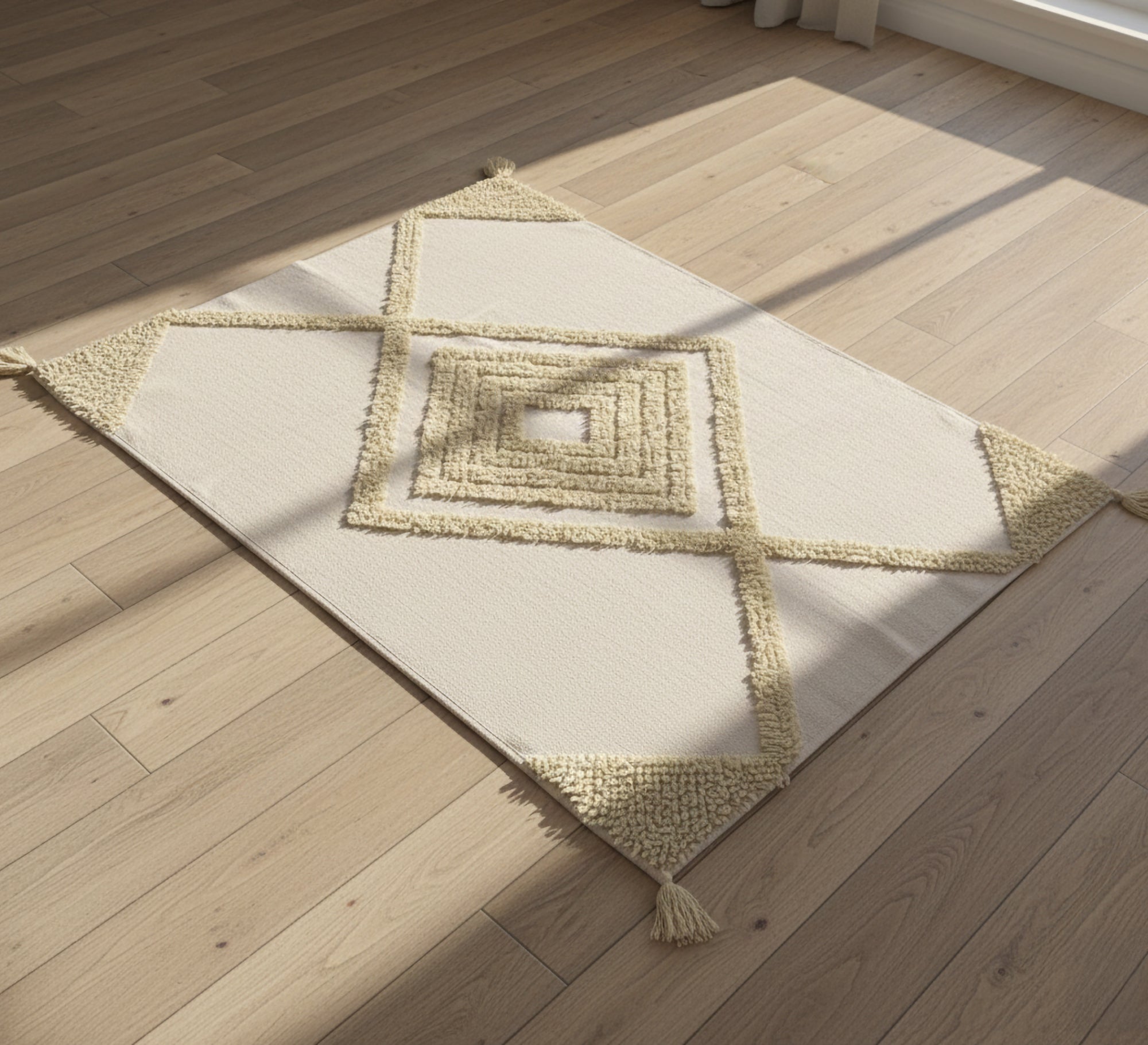 Floor rug with a pattern that blends flat and raised elements - Vitrine Furniture - Accessories