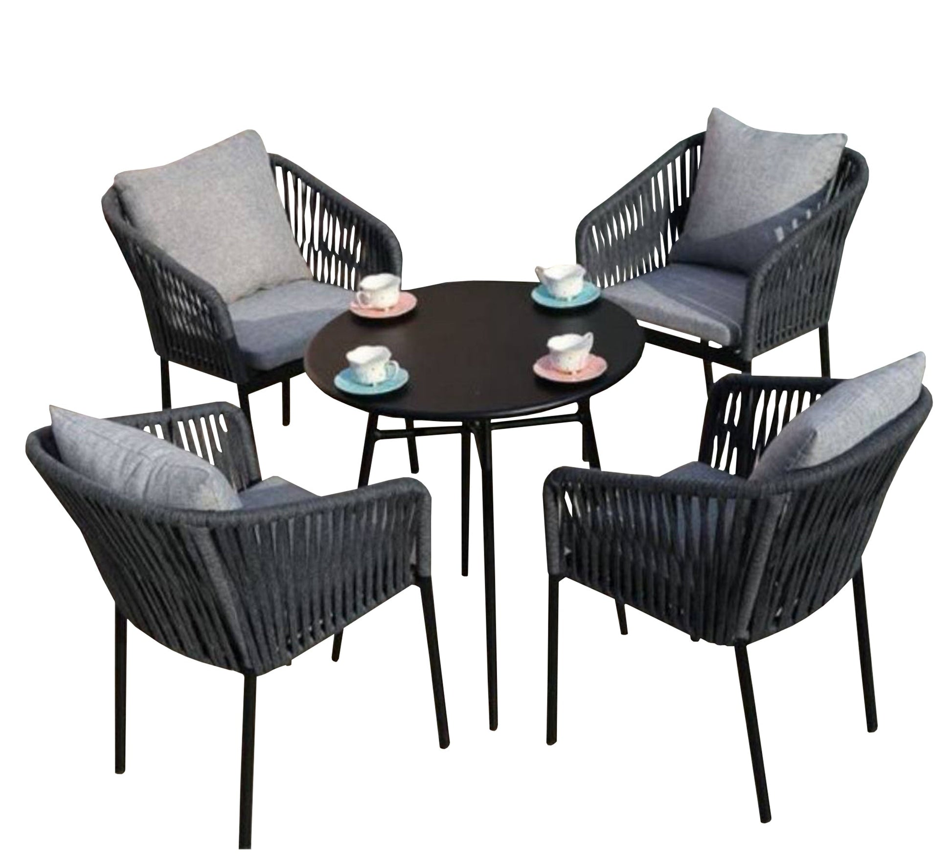 Four Elegant Gray Chairs & Table Set for Terraces - Vitrine Furniture - Outdoor Products