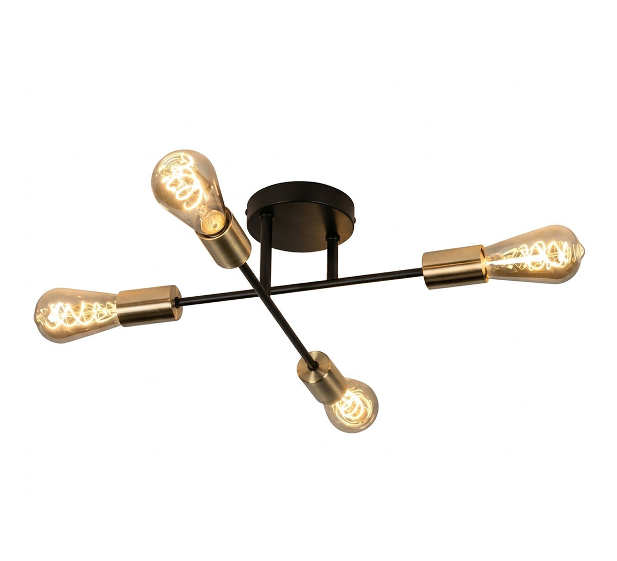 Four-light intertwined chandelier in black and gold - Vitrine Furniture - Ceiling lights