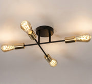 Four-light intertwined chandelier in black and gold - Vitrine Furniture - Ceiling lights