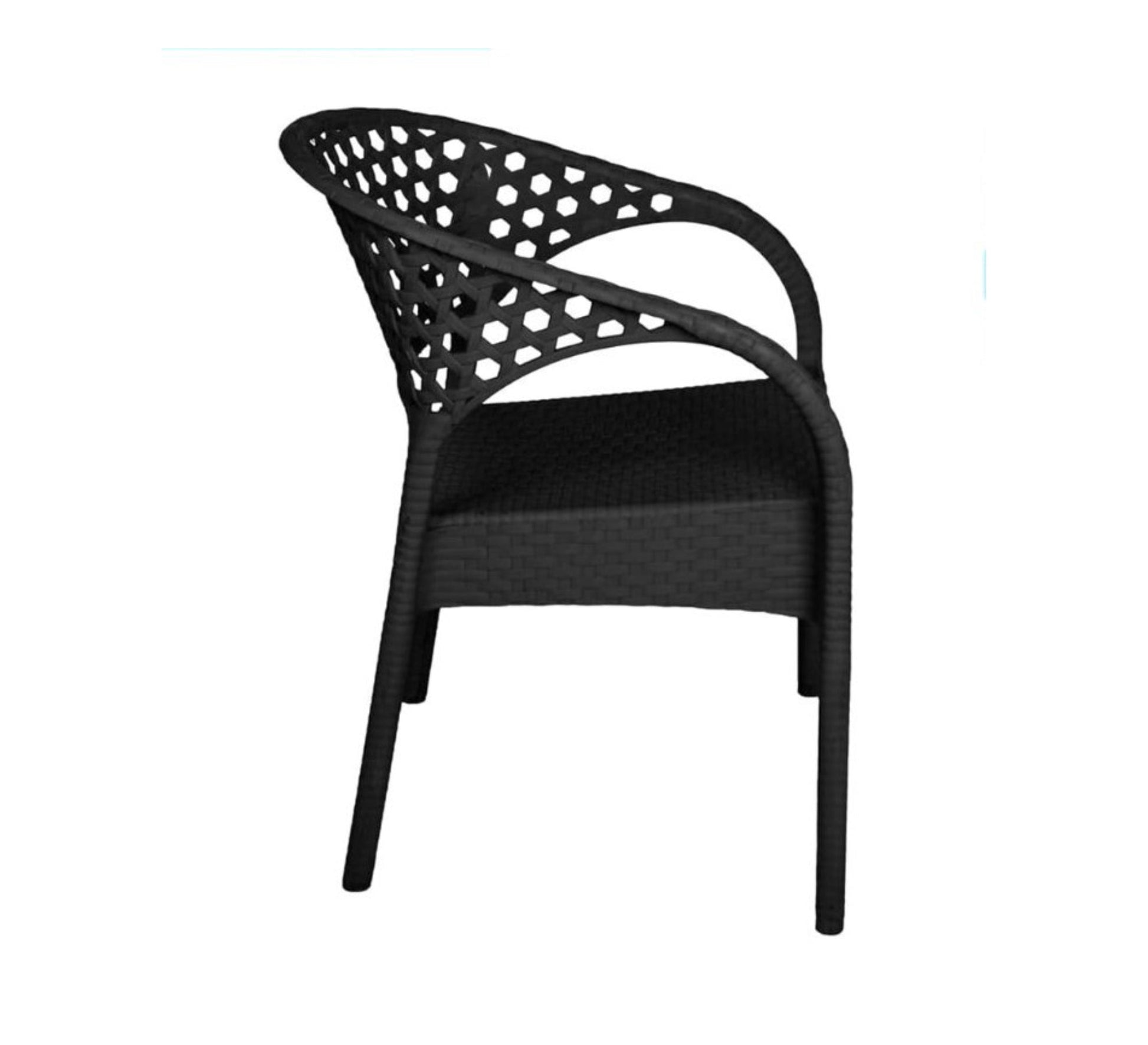 Four plastic chairs and a small black garden table - Vitrine Furniture - Outdoor Products