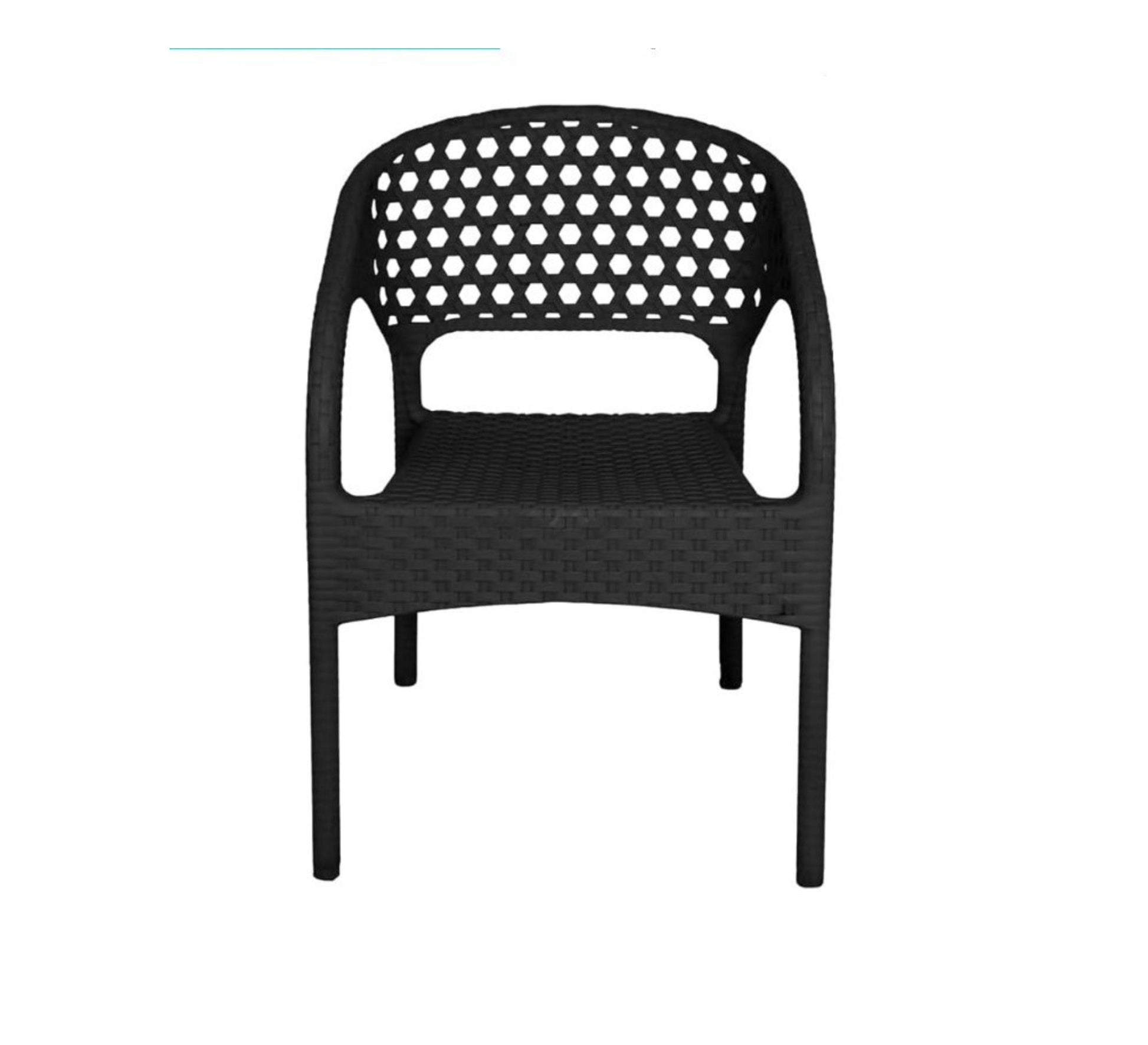 Four plastic chairs and a small black garden table - Vitrine Furniture - Outdoor Products