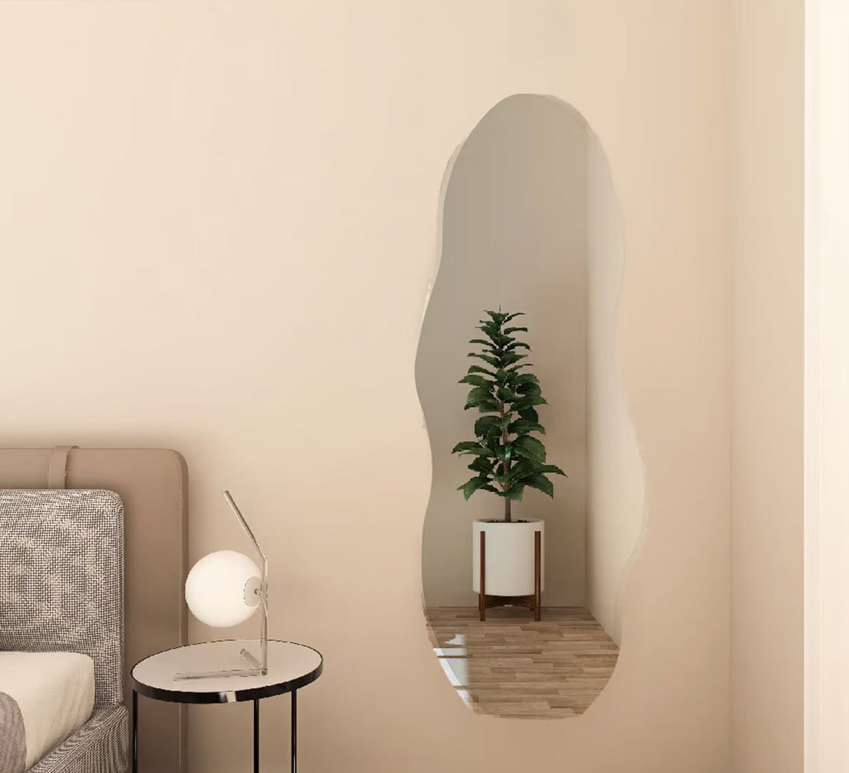 Frameless wavy vertical mirror - Vitrine Furniture - Mirrors