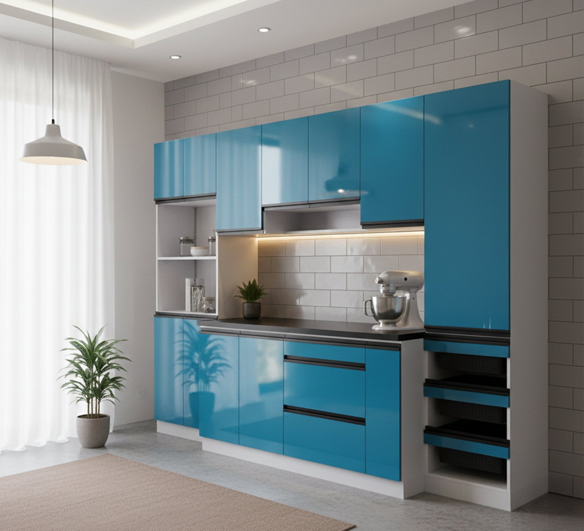 Full kitchen turquoise - Vitrine Furniture - Kitchen Sets