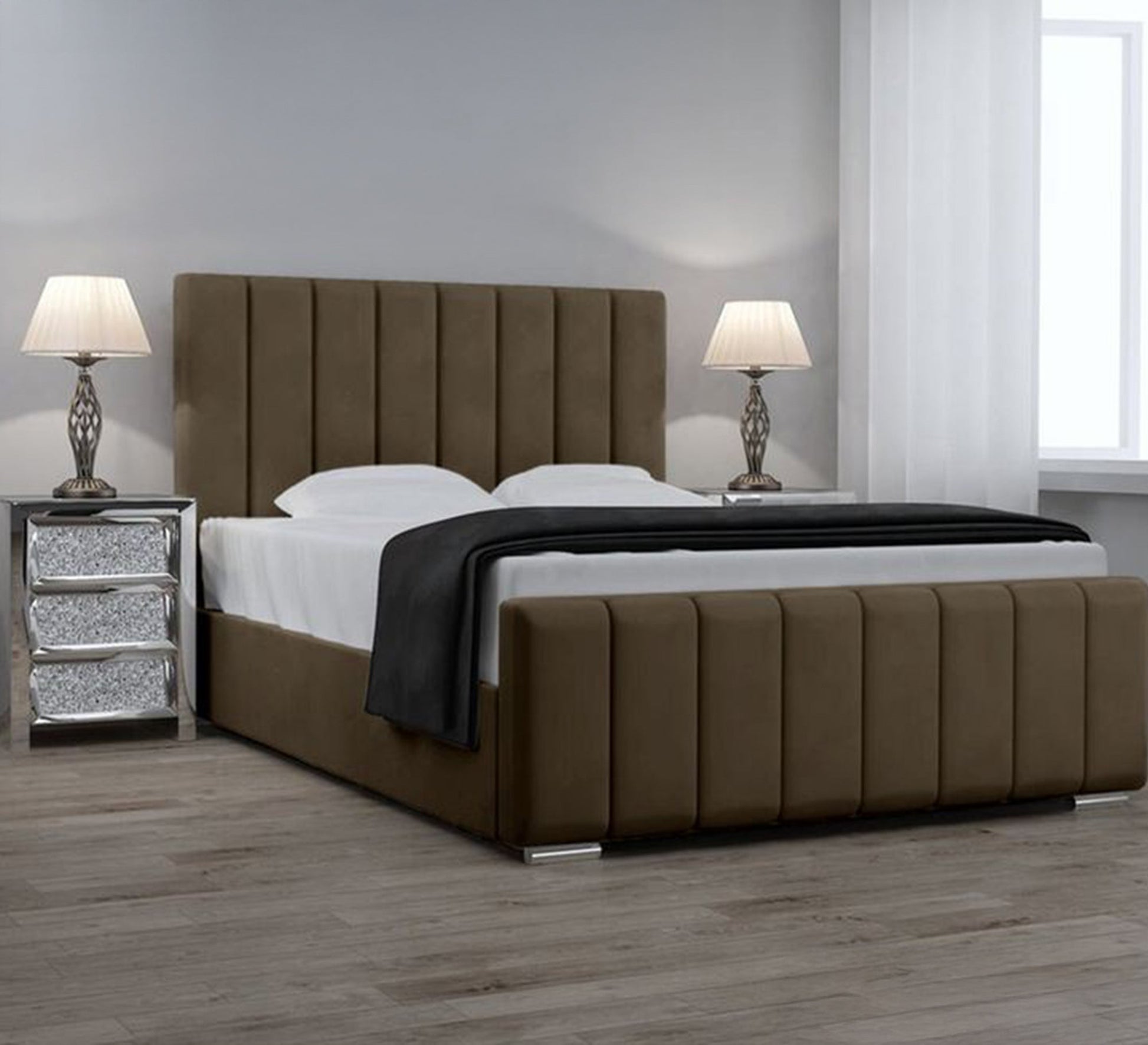 Fully padded brown bed with headboards - Vitrine Furniture - Furniture