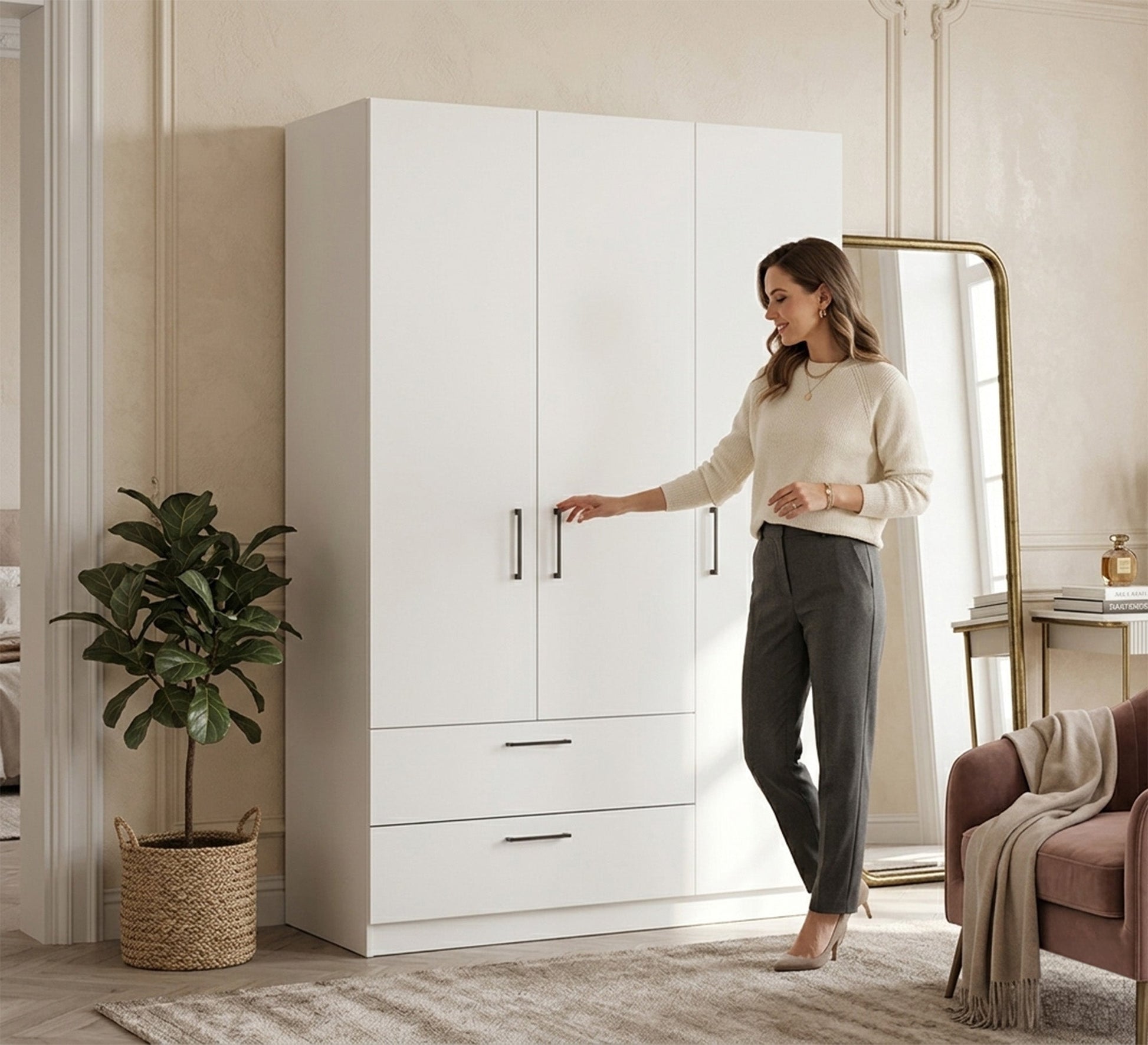 Furnish your chalet with (corner sofa, master bedroom, children's bed, wardrobe, white nightstand) - Vitrine Furniture - Offers