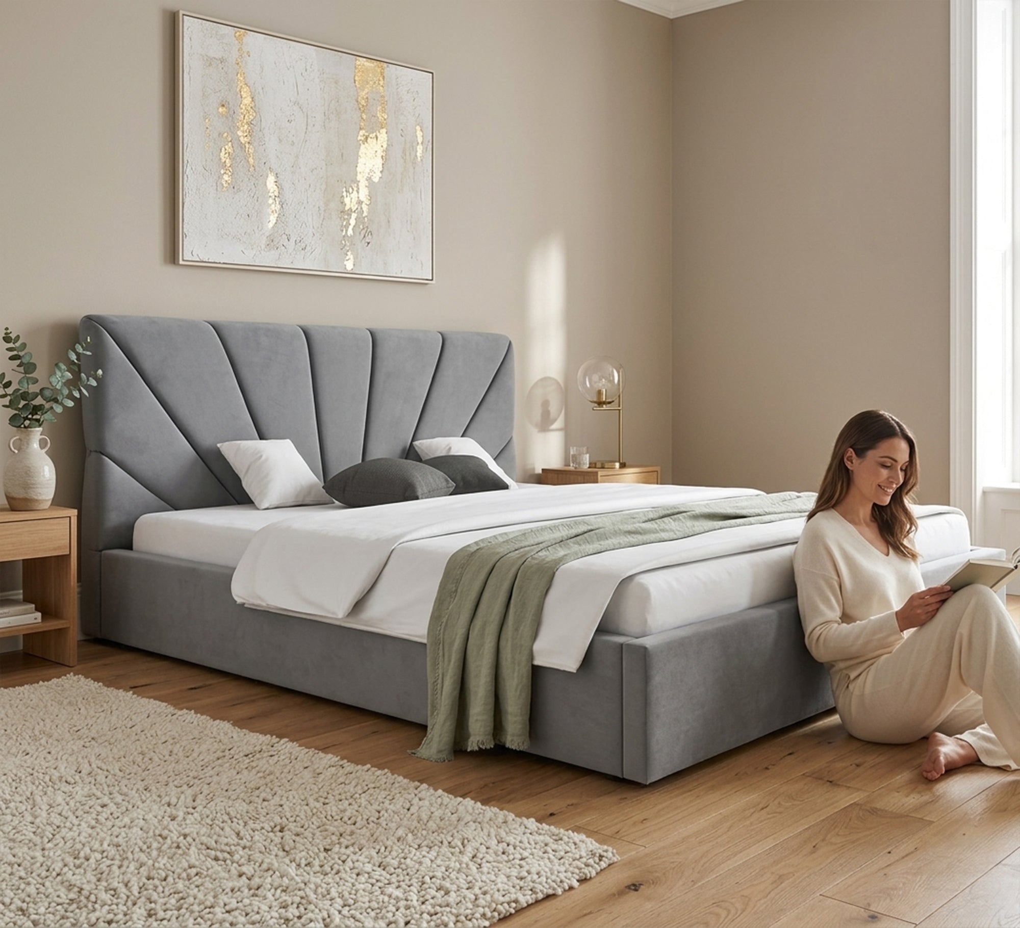 Furnish your chalet with (corner sofa, master bedroom, children's bed, wardrobe, white nightstand) - Vitrine Furniture - Offers