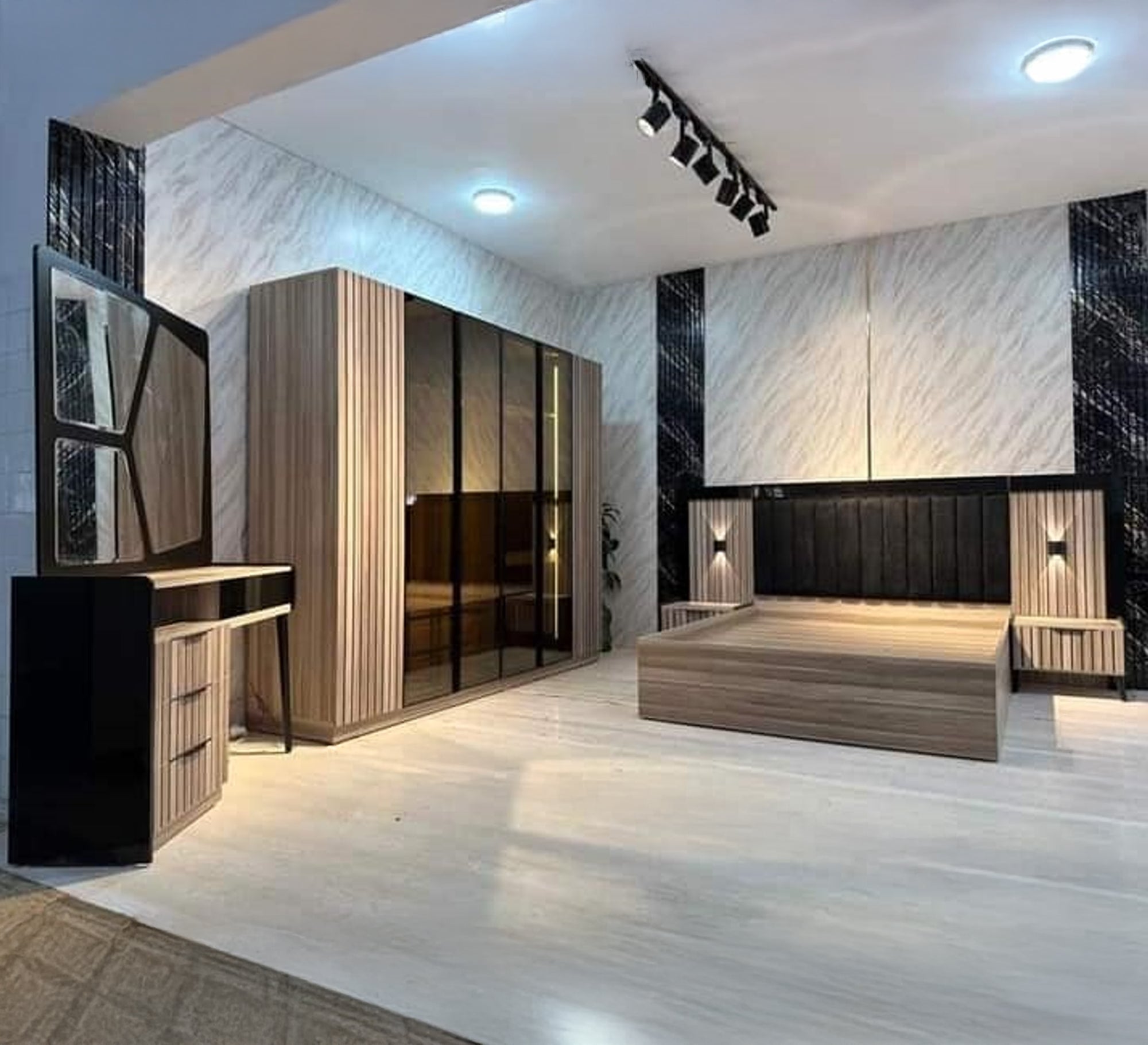 Furnish your chalet with (corner sofa, master bedroom, children's bed, wardrobe, white nightstand) - Vitrine Furniture - Offers