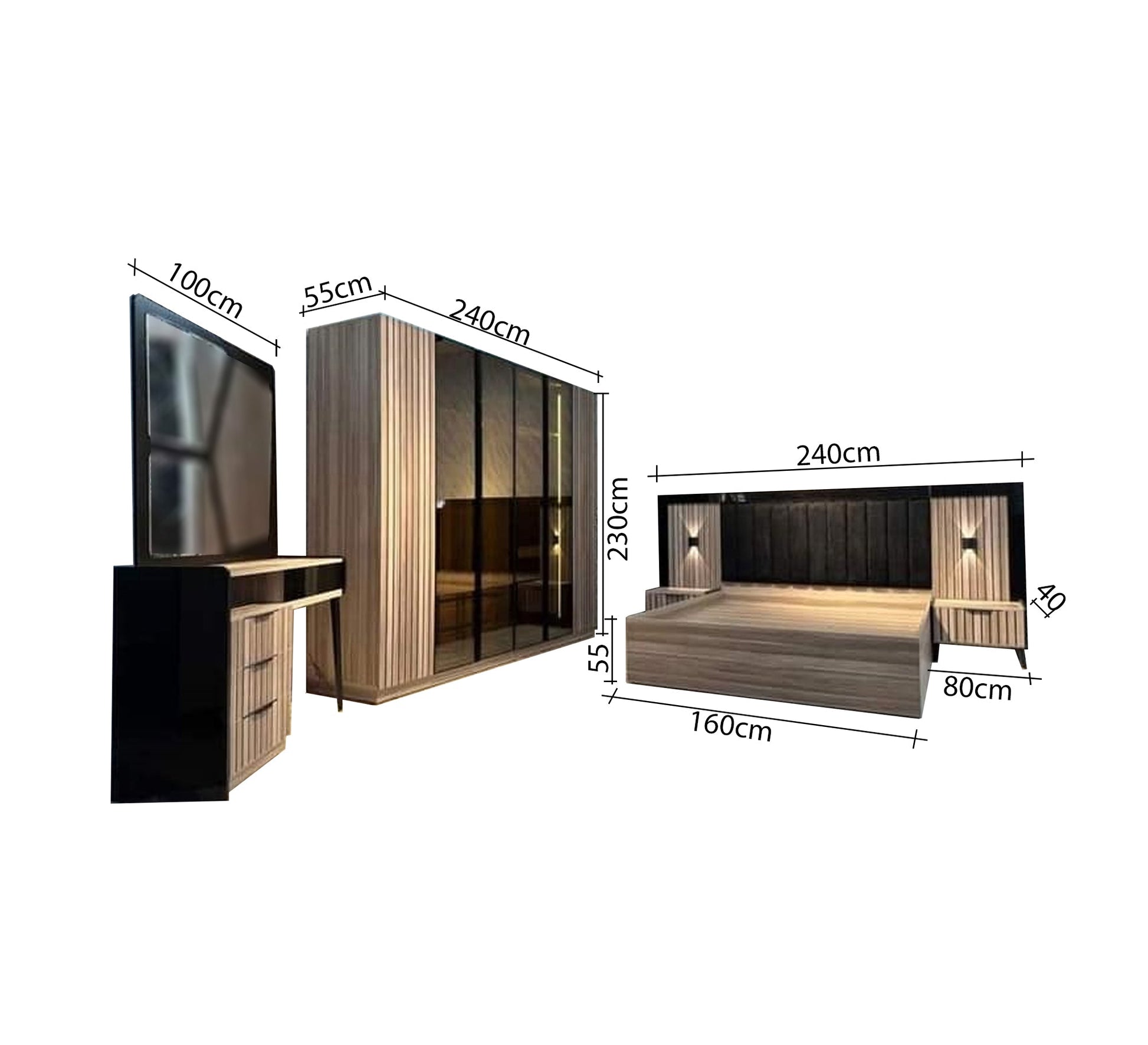 Furnish your chalet with (corner sofa, master bedroom, children's bed, wardrobe, white nightstand) - Vitrine Furniture - Offers