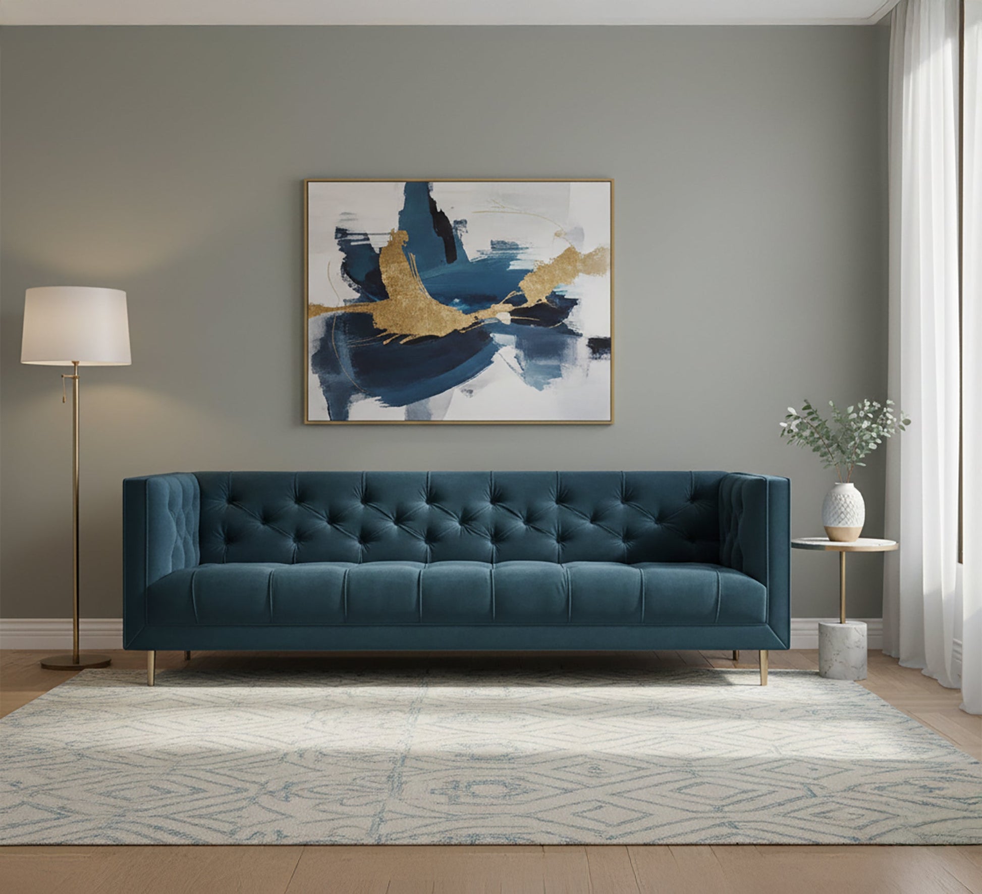 Genzari sofa with capotonian grain on the back and the handle - Vitrine Furniture - Living room Sofas