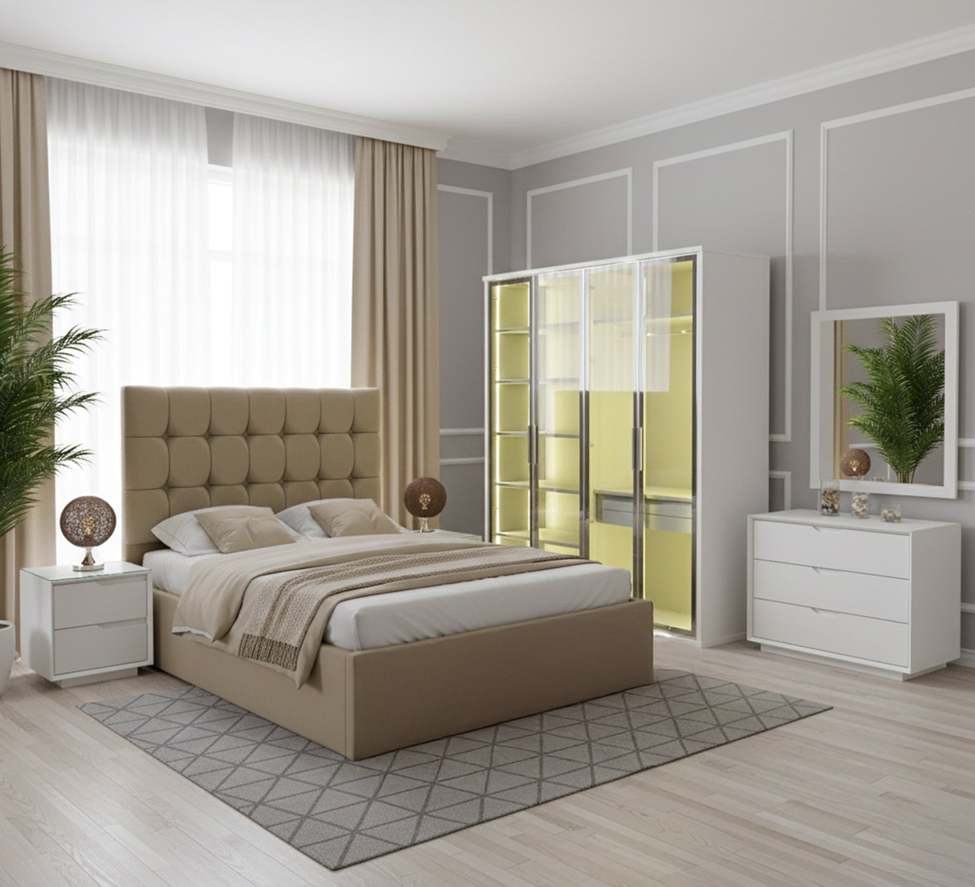 Glass - Door Wardrobe for Master Bedrooms - Vitrine Furniture - 