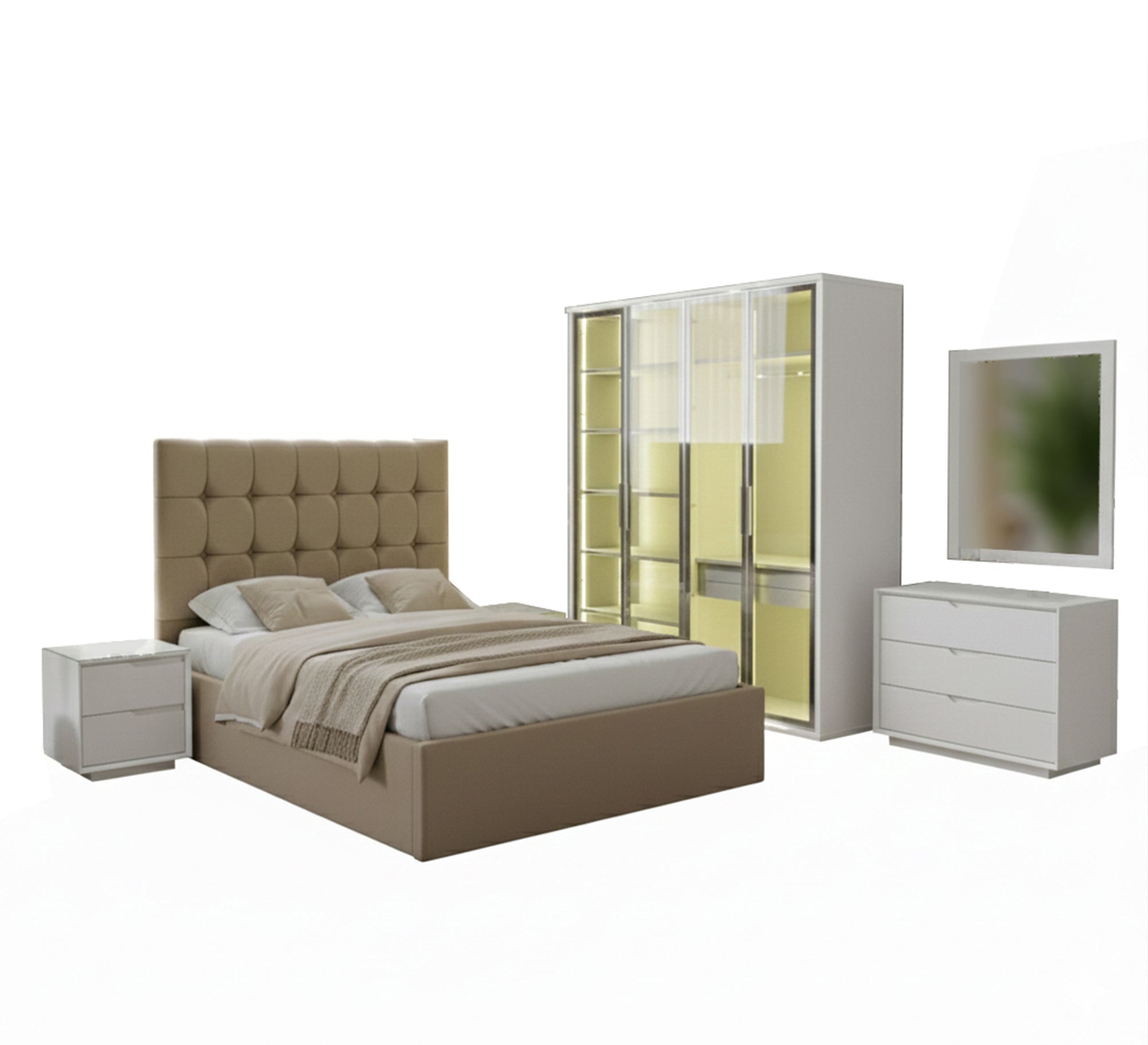 Glass - Door Wardrobe for Master Bedrooms - Vitrine Furniture - 