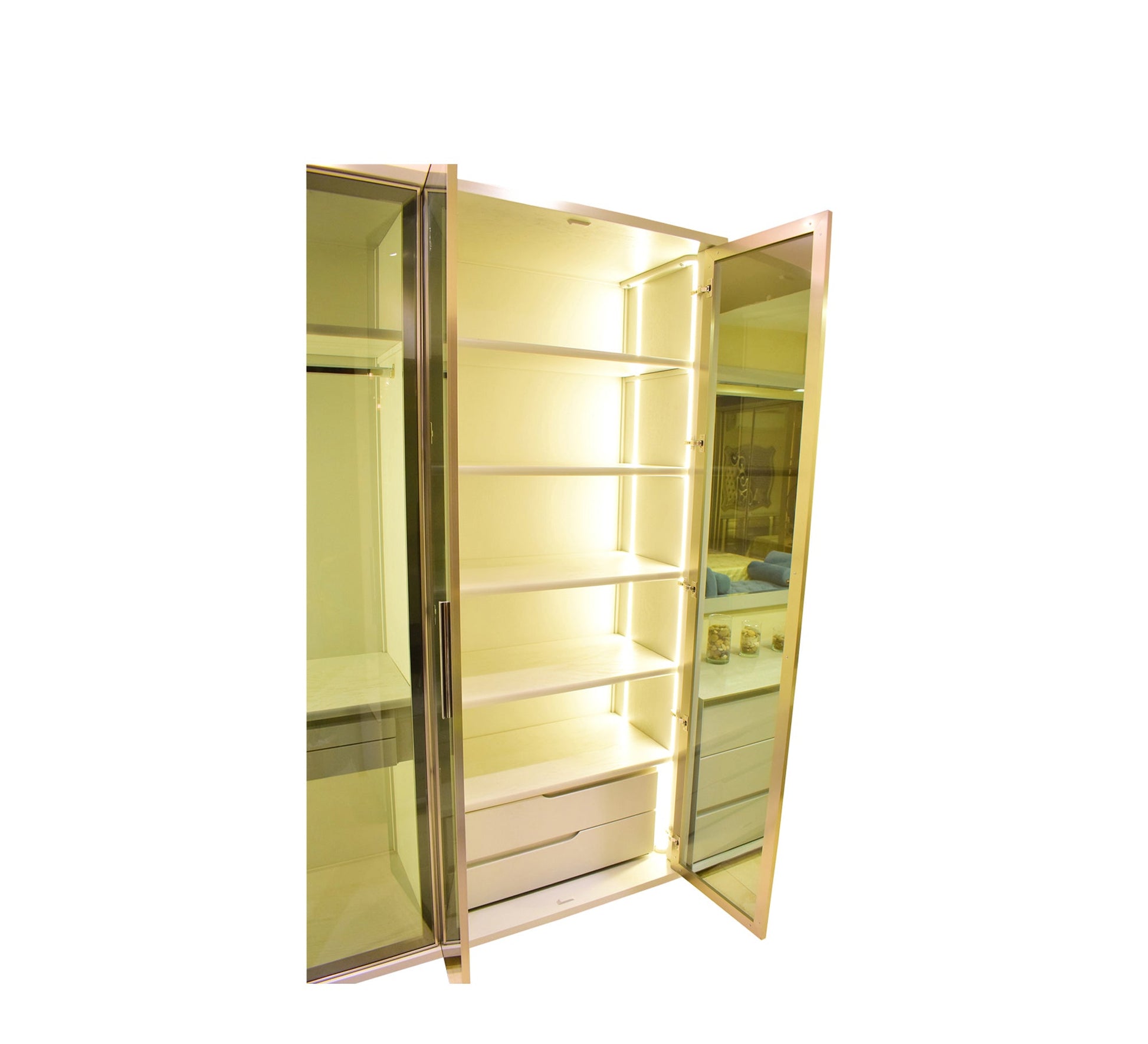 Glass - Door Wardrobe for Master Bedrooms - Vitrine Furniture - 