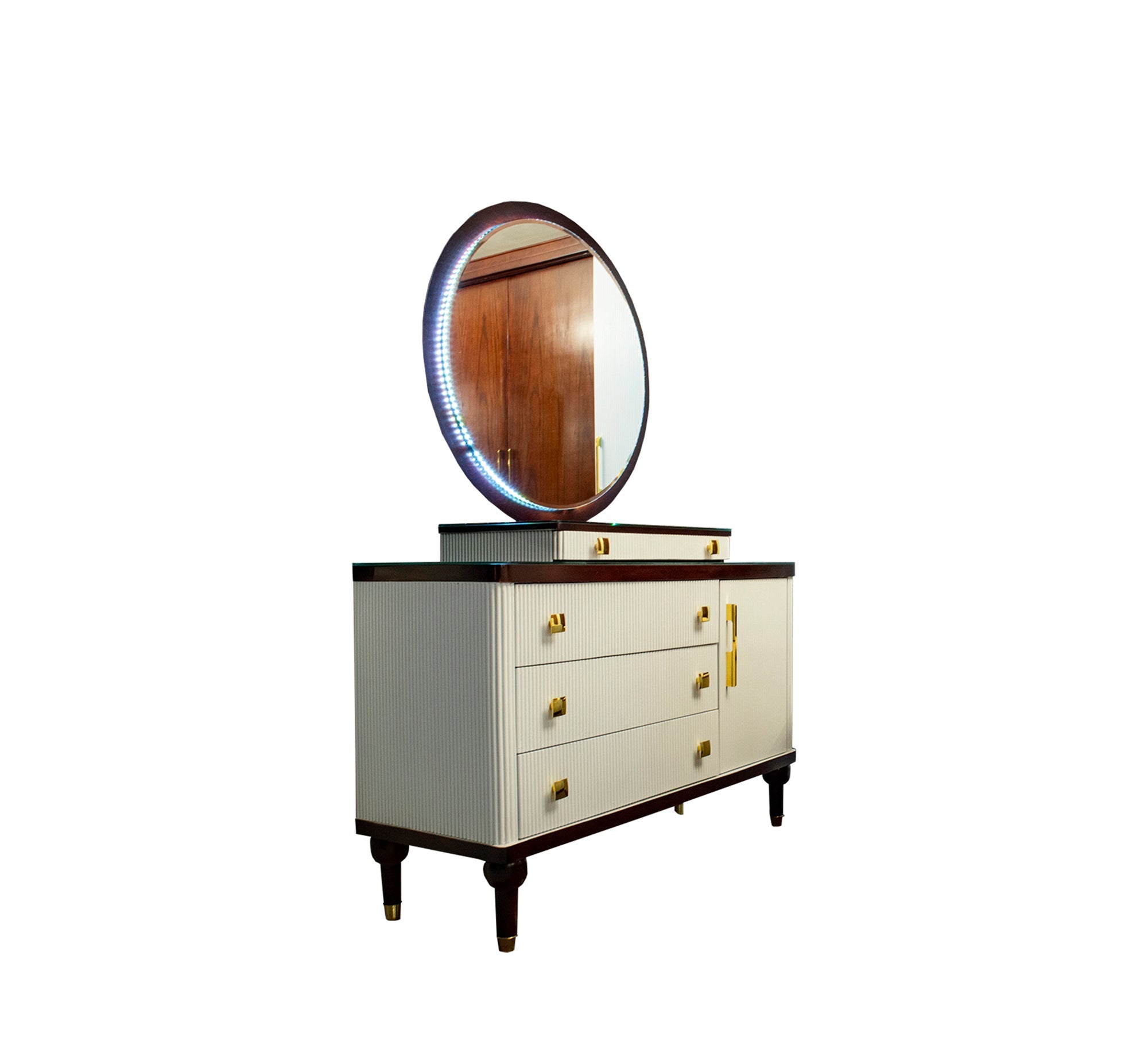 Glory Bedroom: White & Brown Elegance by [Brand Name] - Vitrine Furniture - Bed Sets